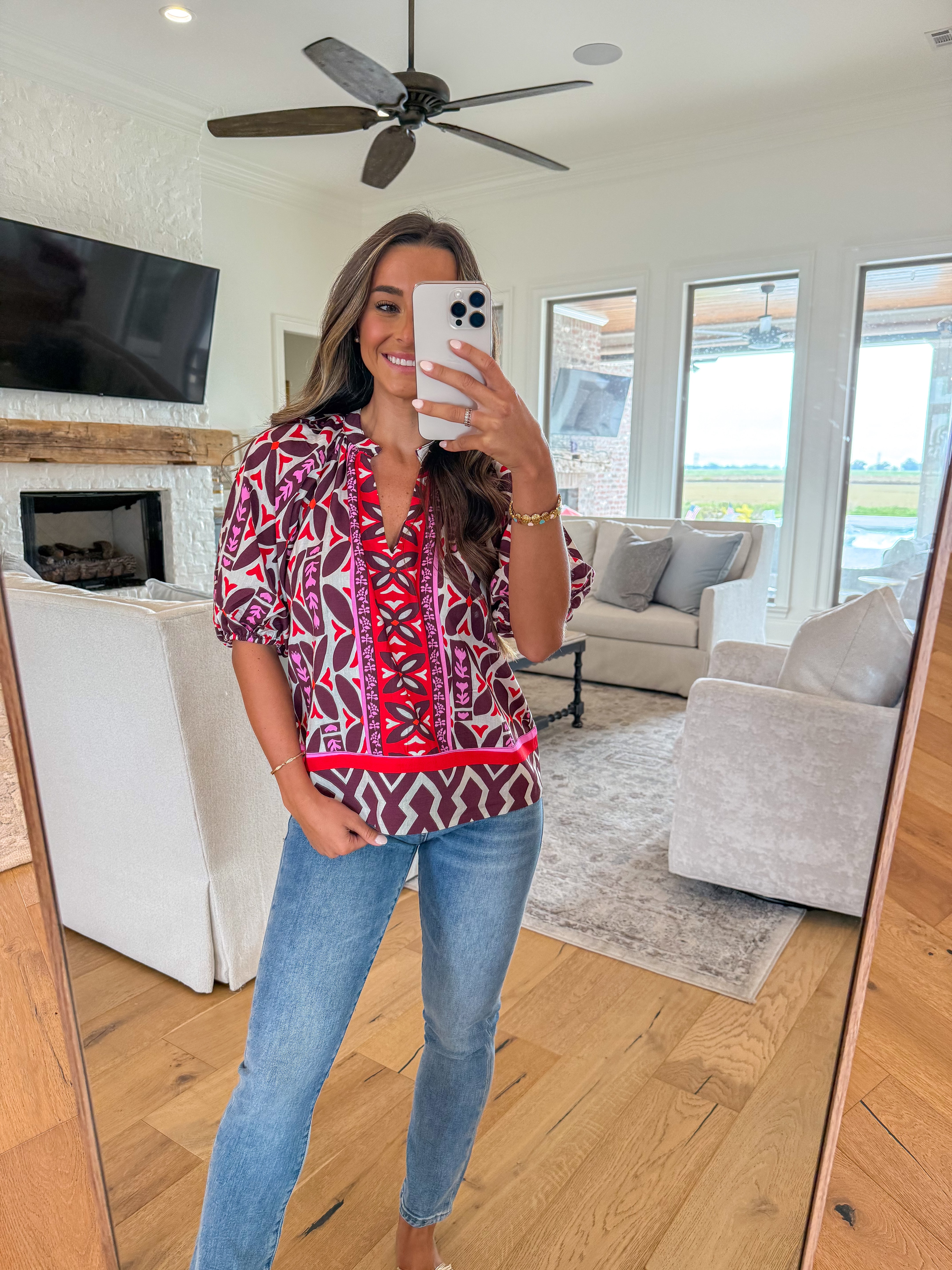 Painted Petals Burgundy Top