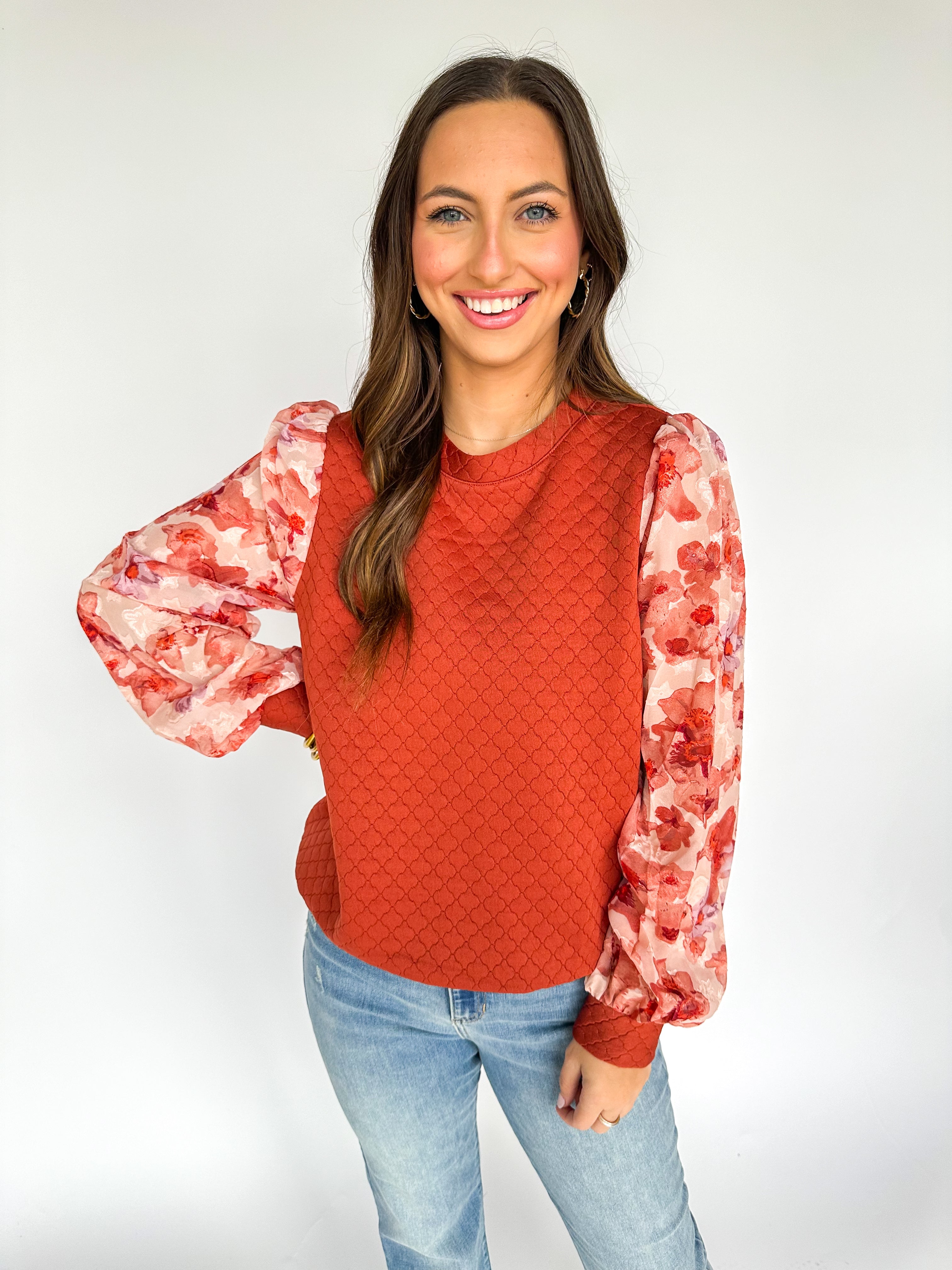 Terracotta Floral Sweater