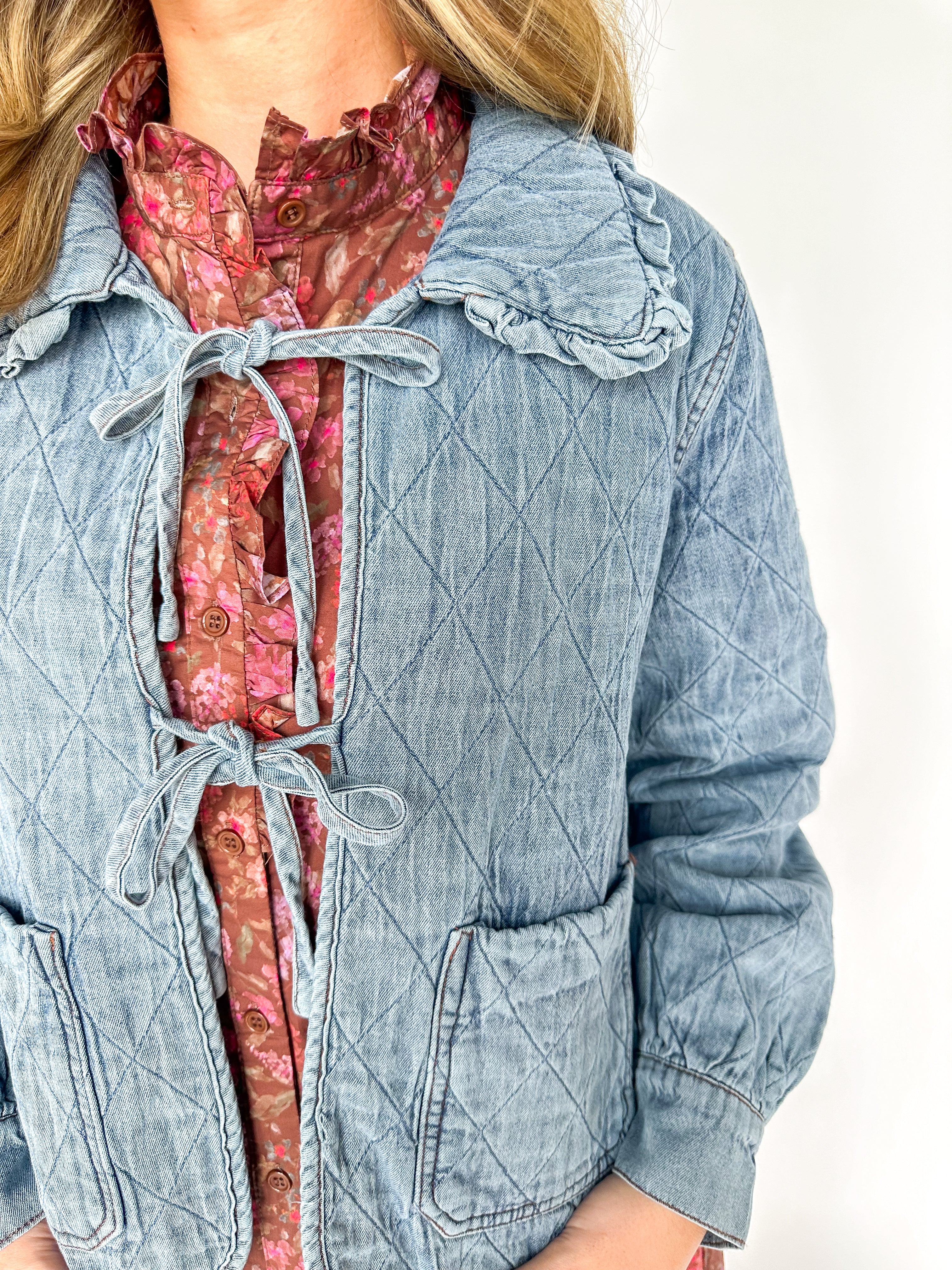 Quilted Denim Blue Jacket