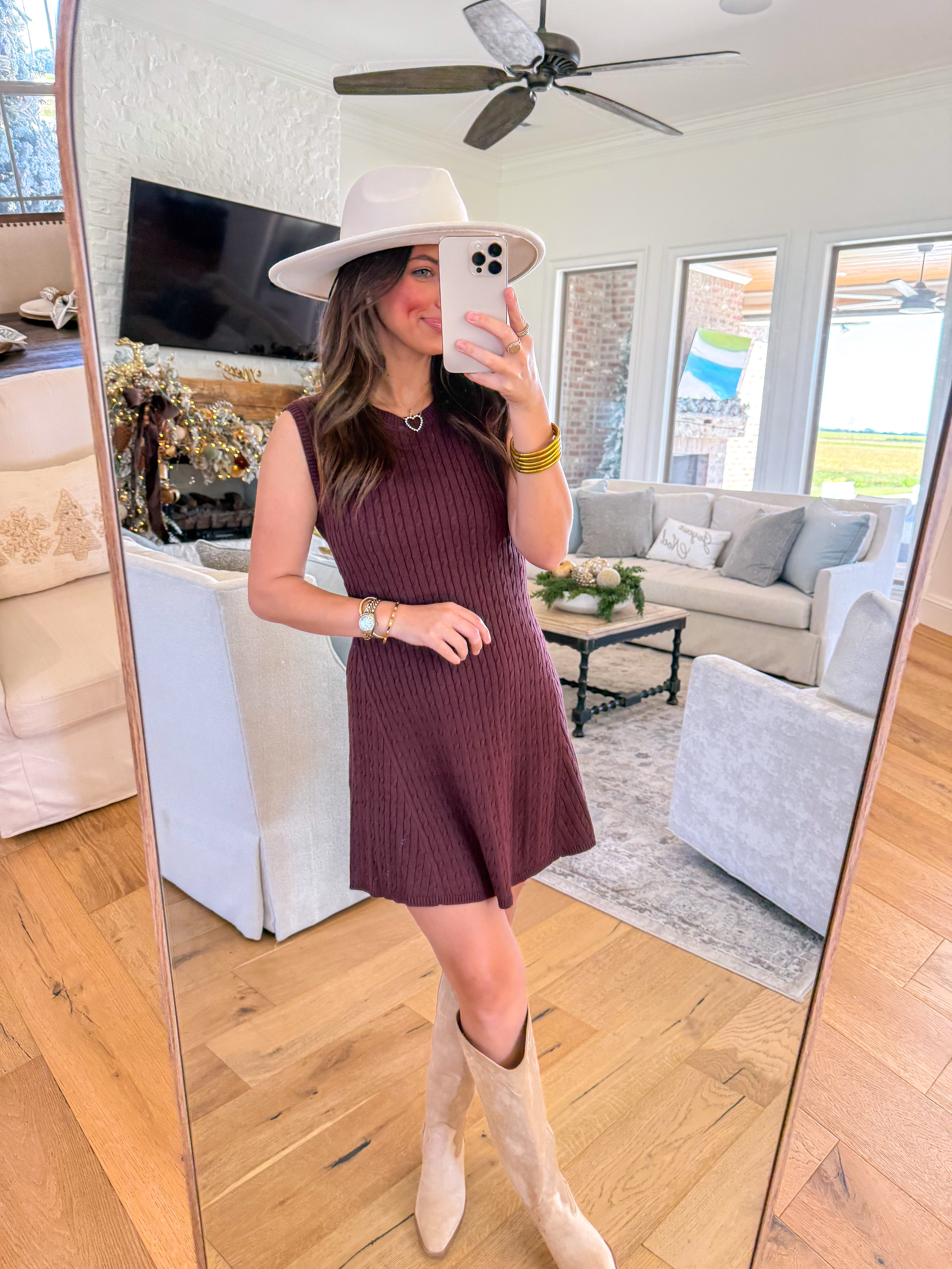 Sienna Brown Cable Knit Sweater Mini