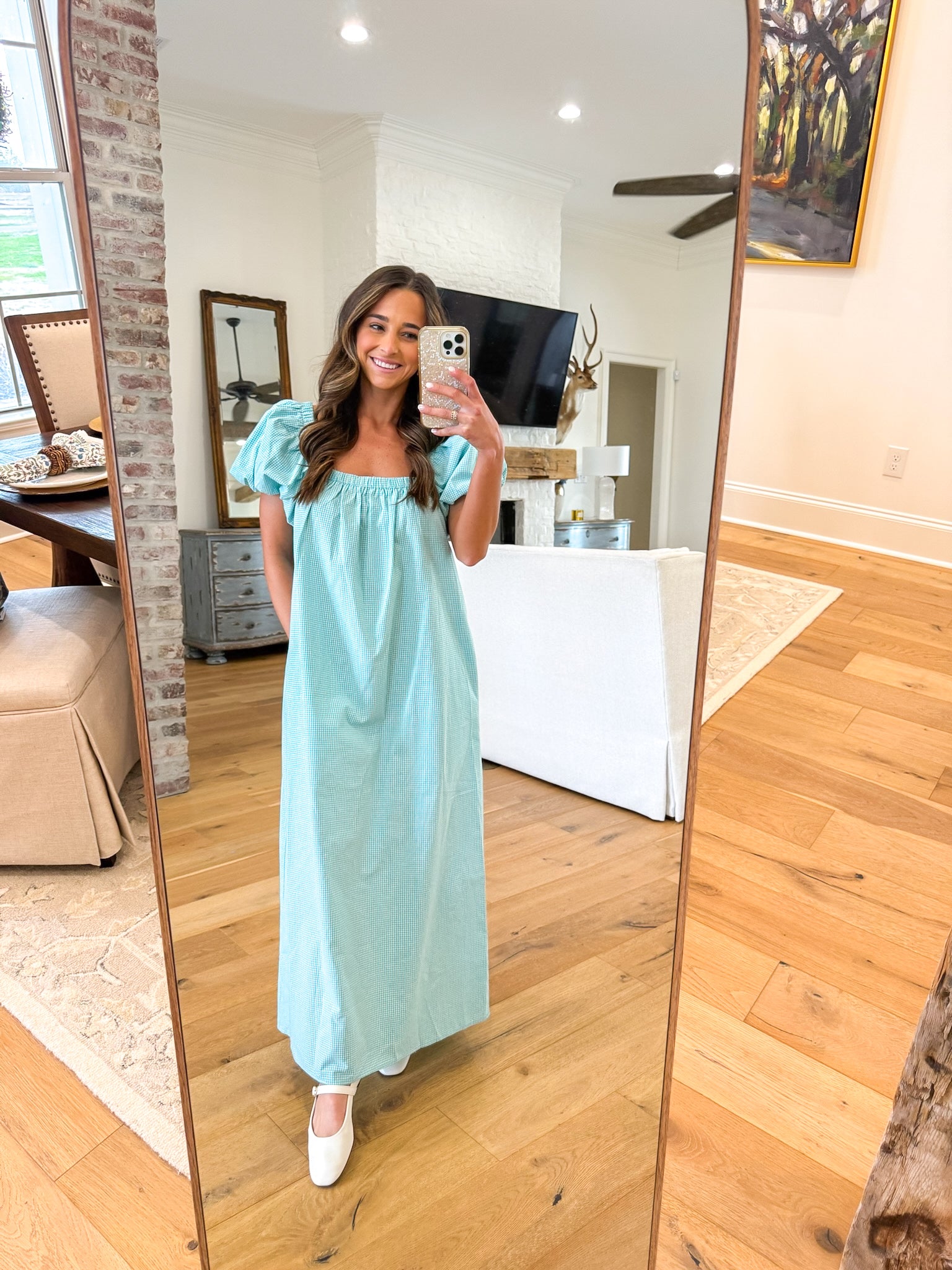 Ellie Seafoam Gingham Dress