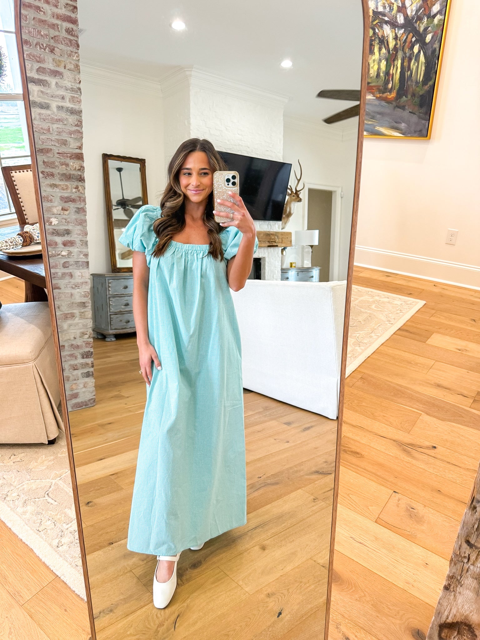 Ellie Seafoam Gingham Dress