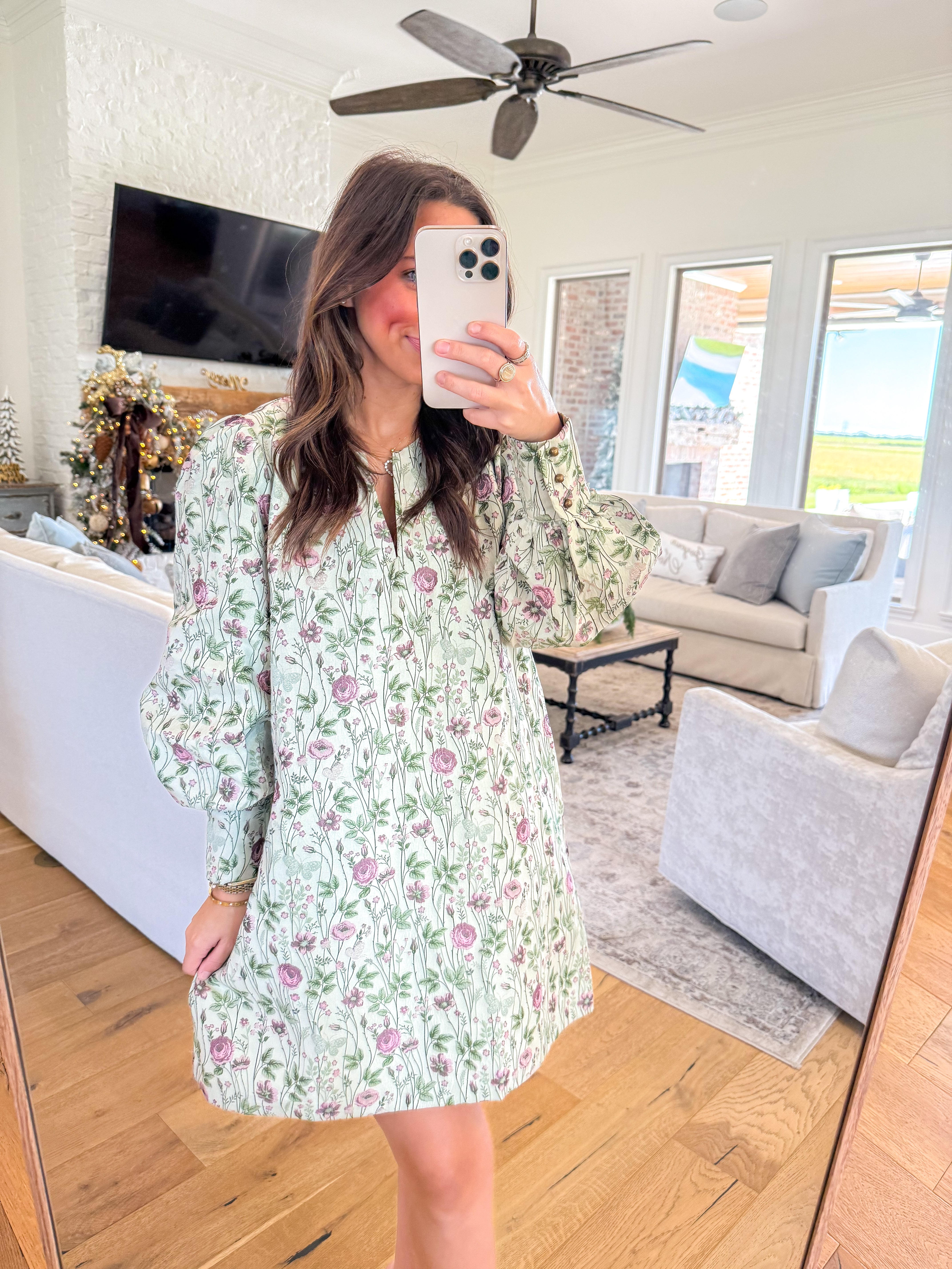 Isabelle Ecru Floral Jacquard Mini