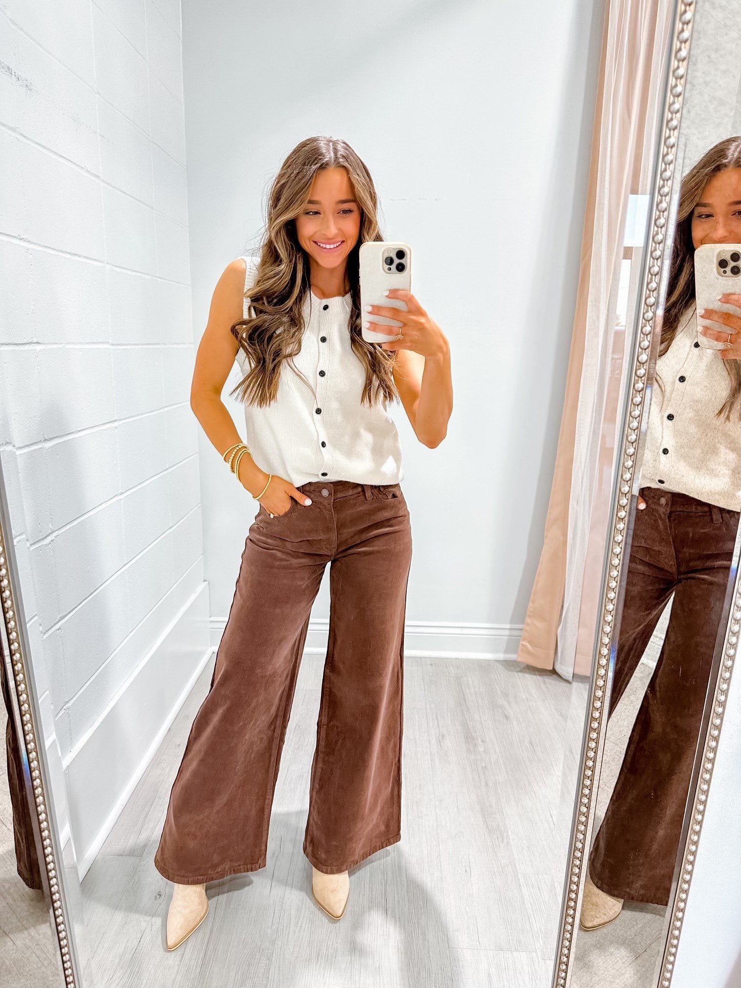 Wide Leg Brown Corduroy Jeans