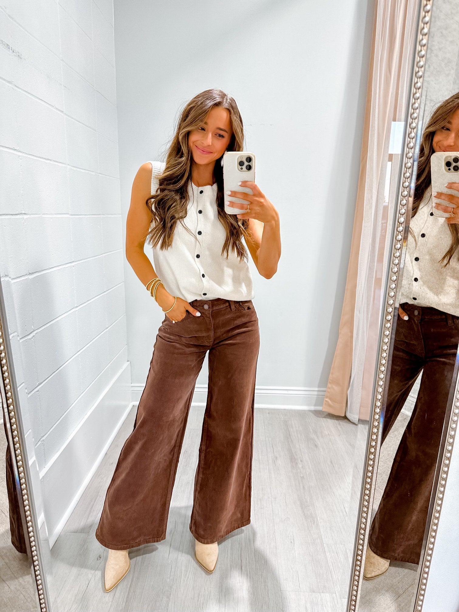 Wide Leg Brown Corduroy Jeans