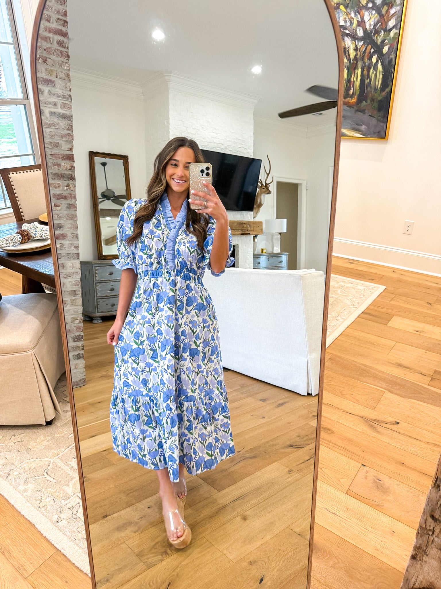 Blue Multi Floral Midi Dress