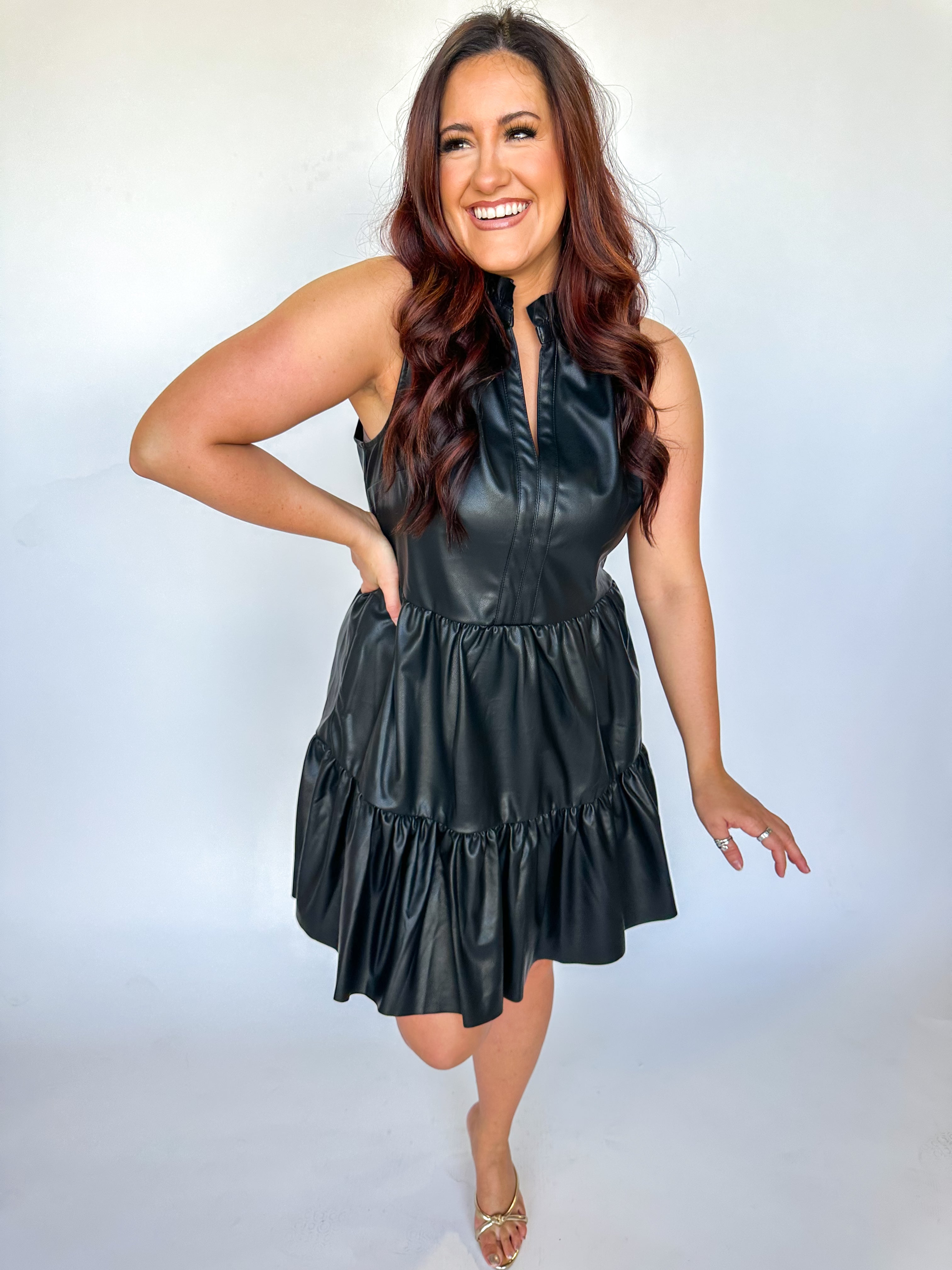 Little Black Faux Leather Dress