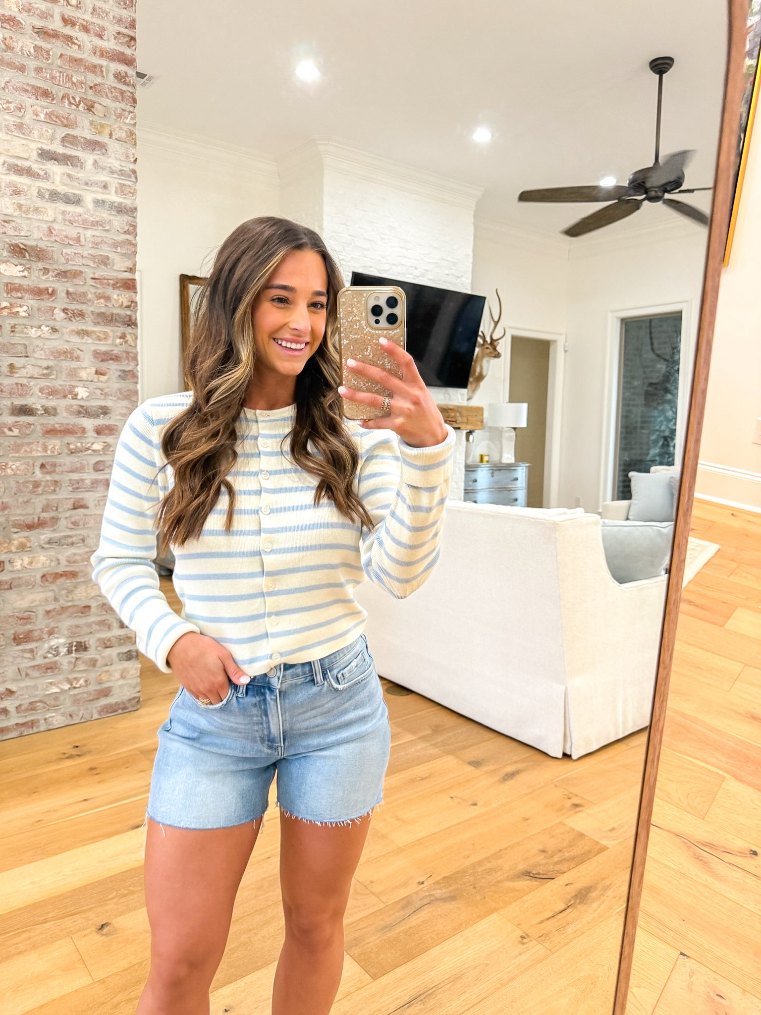 Sunny Side Stripe Cardigan Blue