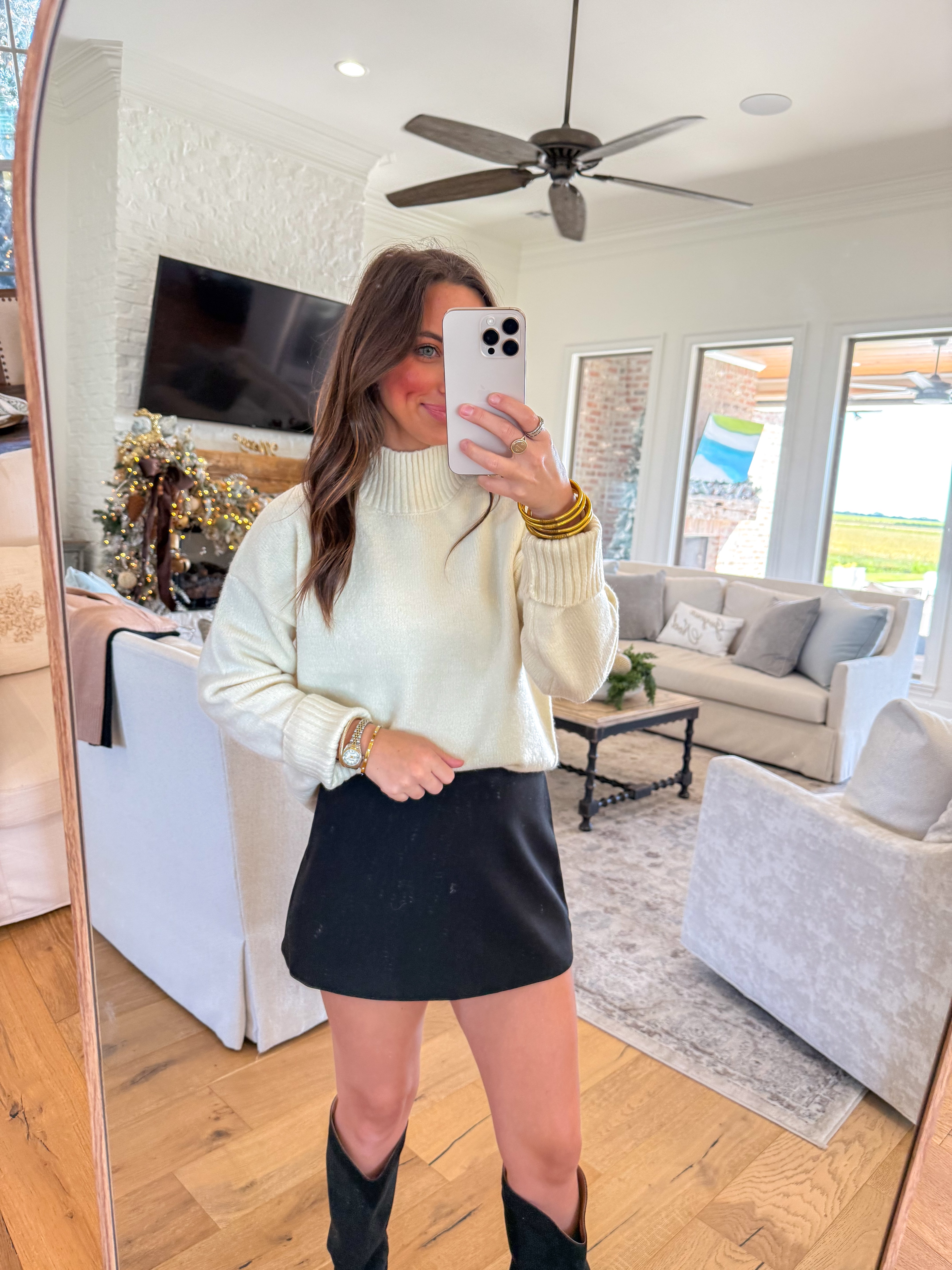 Everyday Mock Neck Cream Sweater