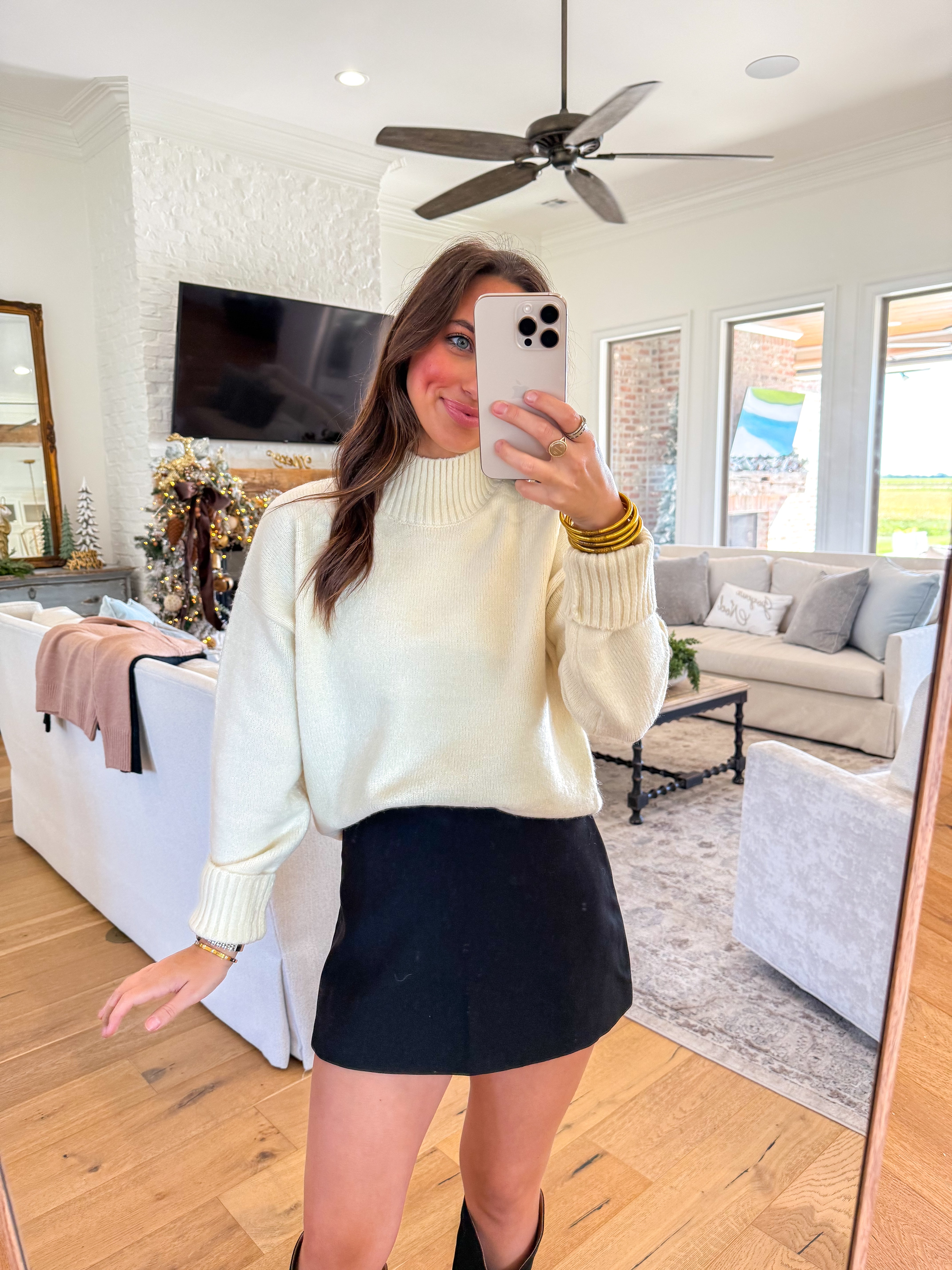 Everyday Mock Neck Cream Sweater