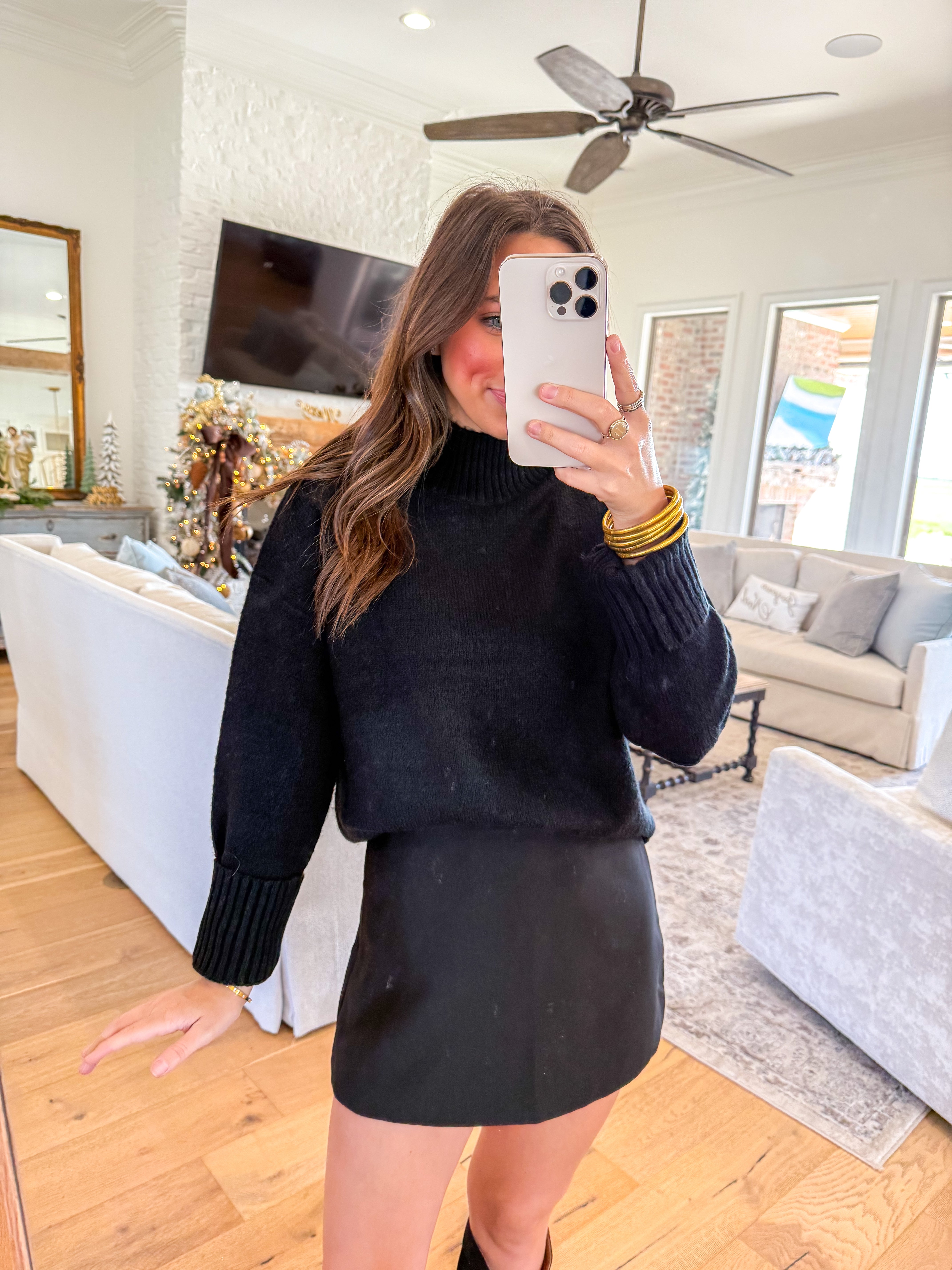 Everyday Mock Neck Black Sweater