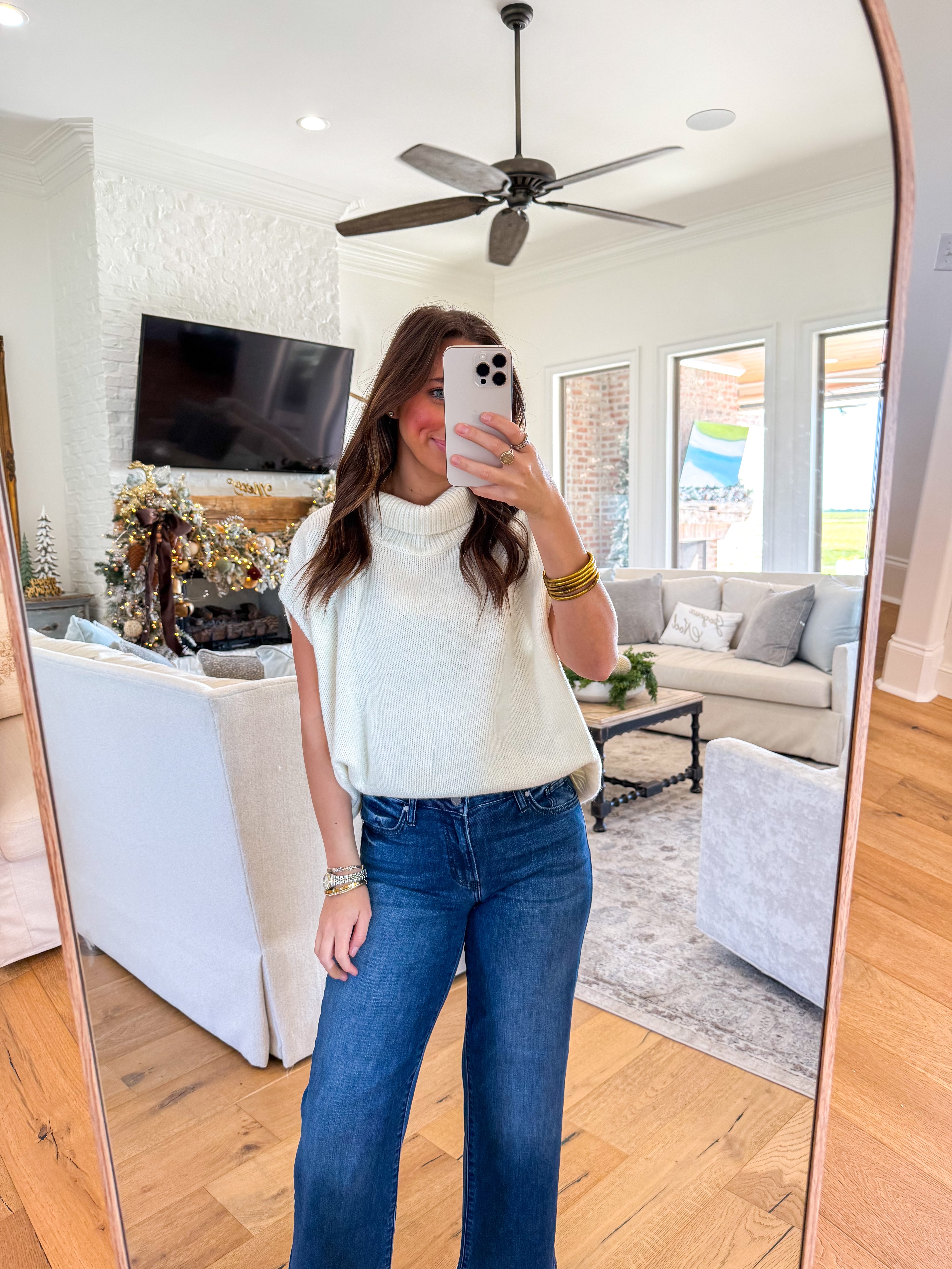 Lennon Cream Turtleneck Sweater Vest