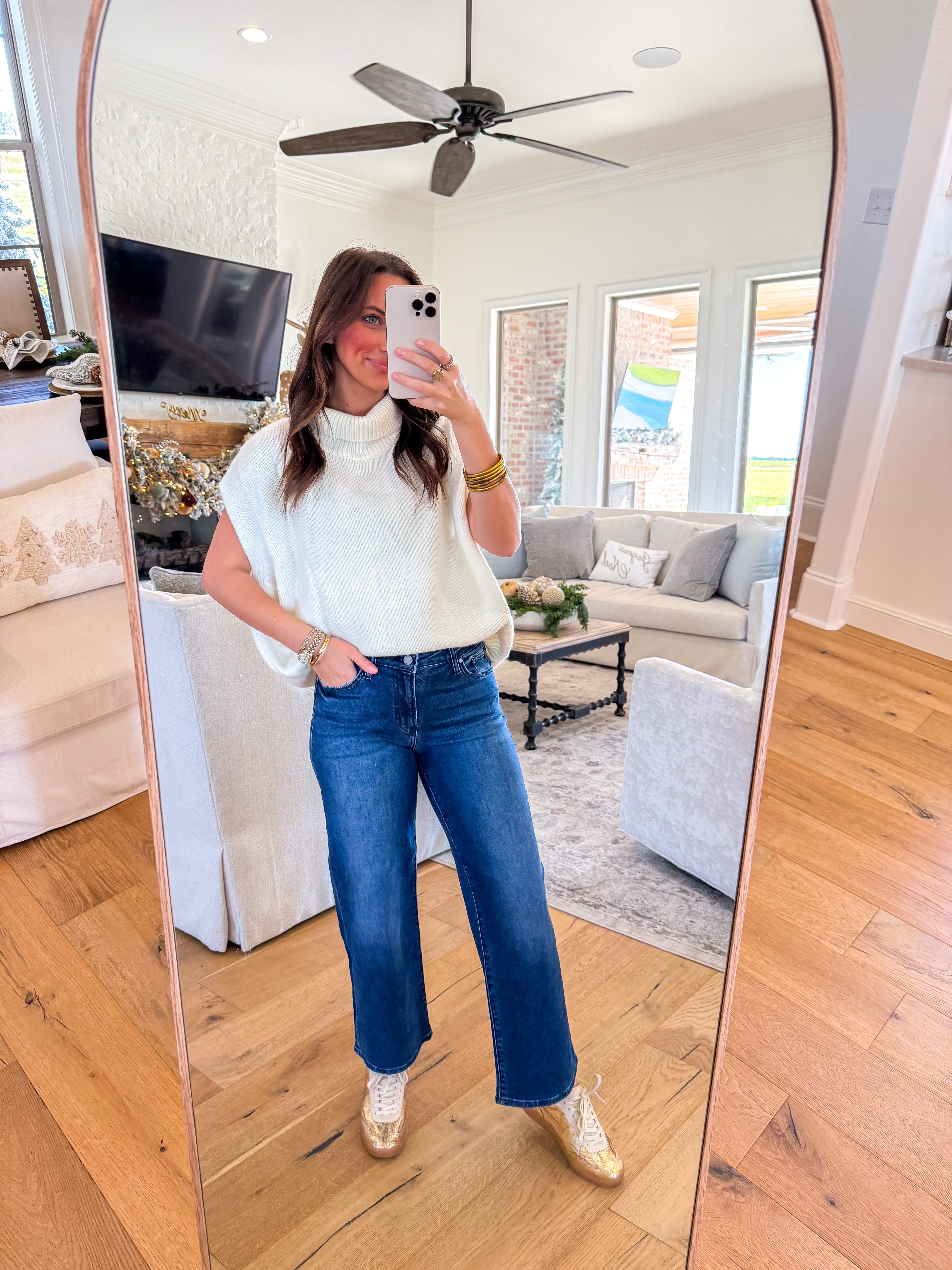 Lennon Cream Turtleneck Sweater Vest