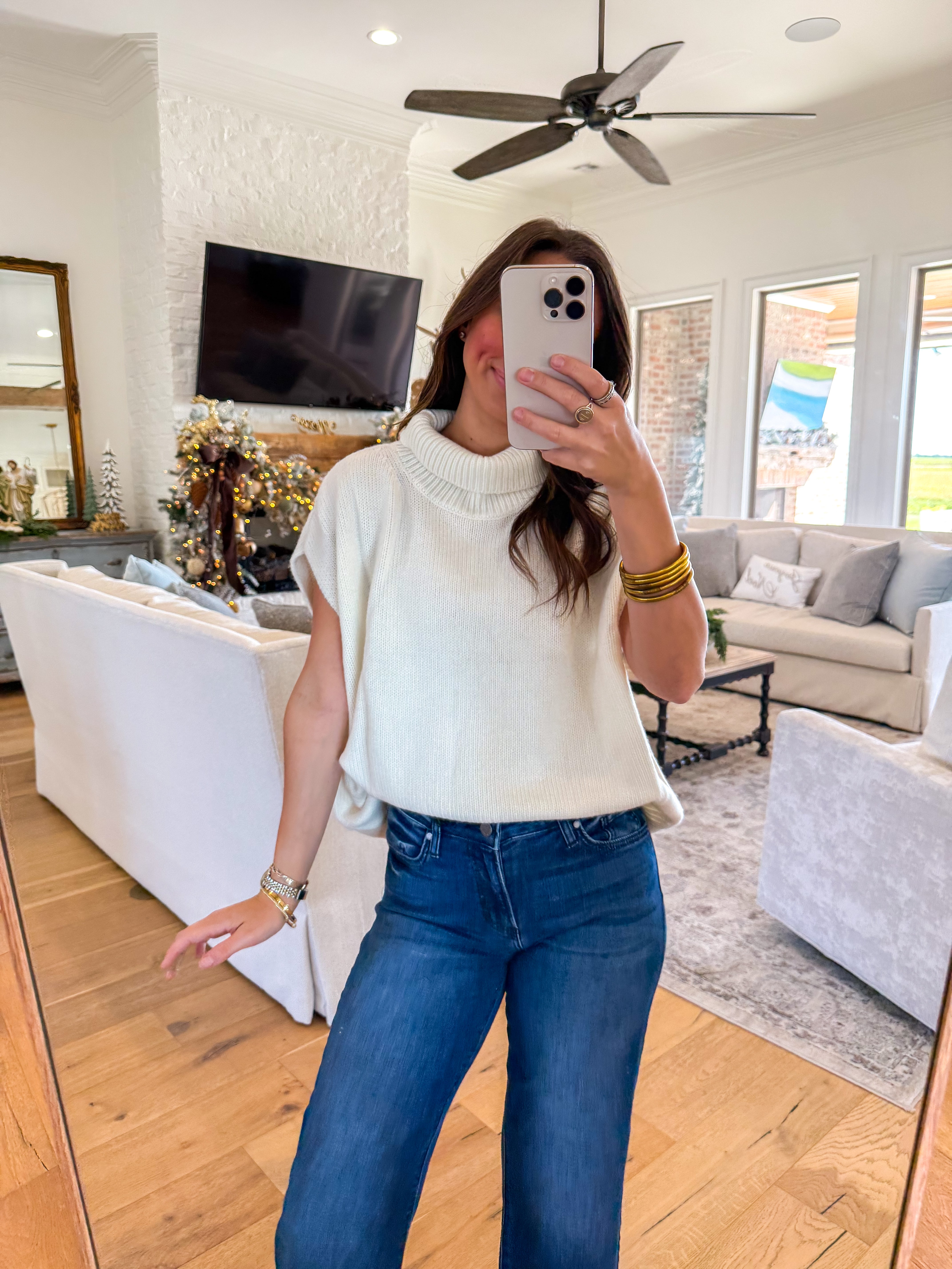 Lennon Cream Turtleneck Sweater Vest