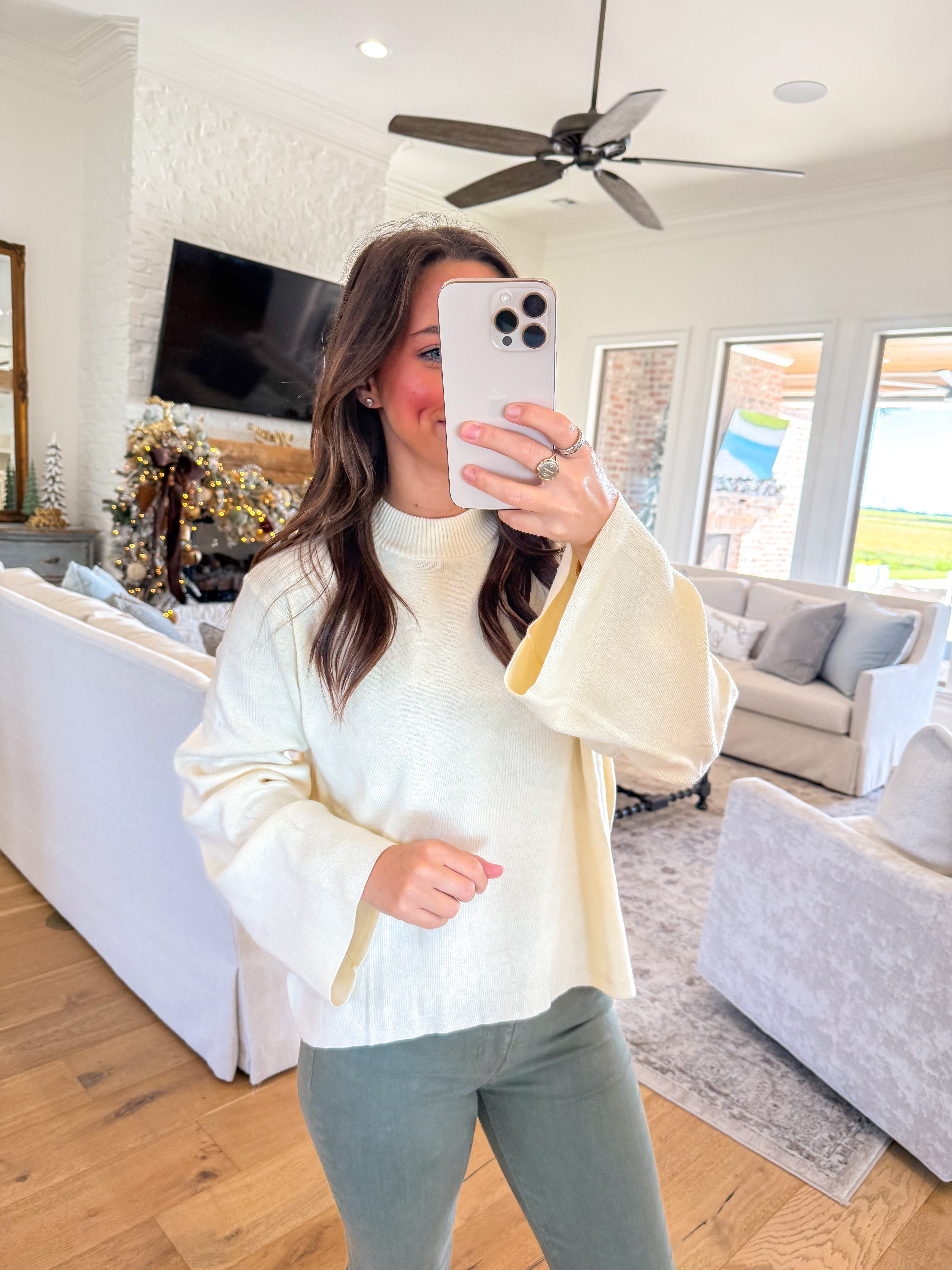 Anastasia Cream Bell Sleeve Swater