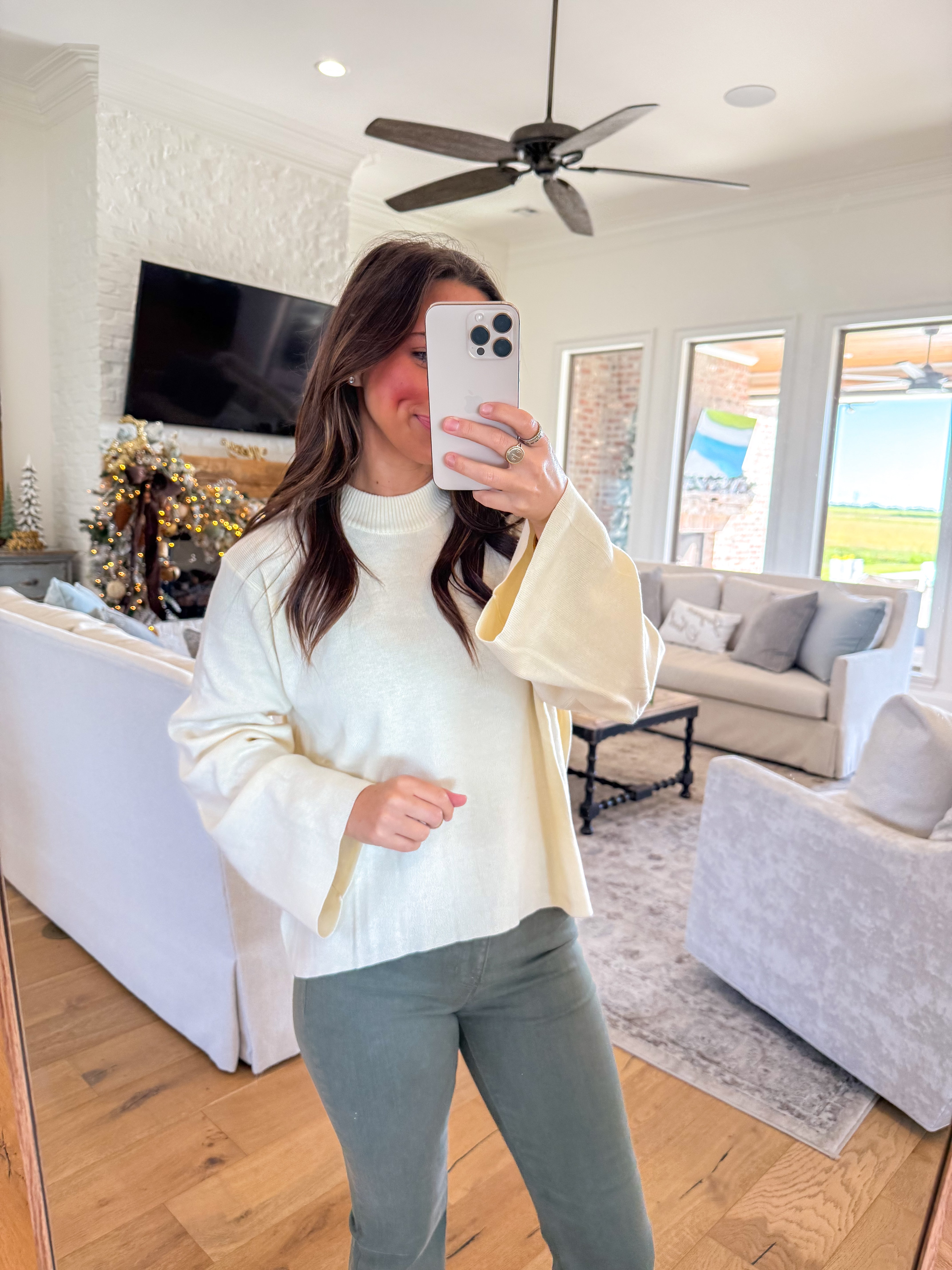 Anastasia Cream Bell Sleeve Swater