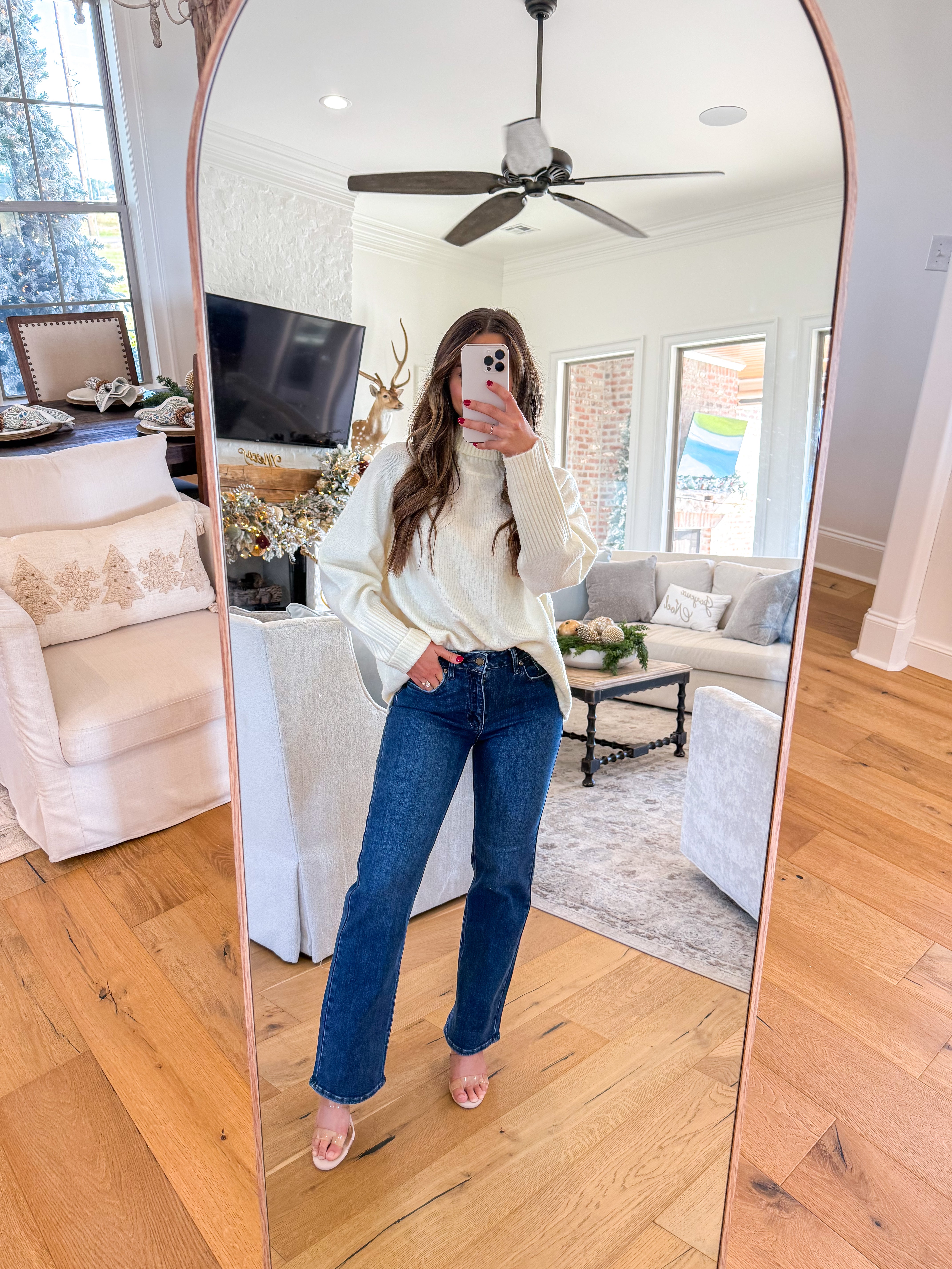 Classic Roll Over Turtleneck Cream Sweater