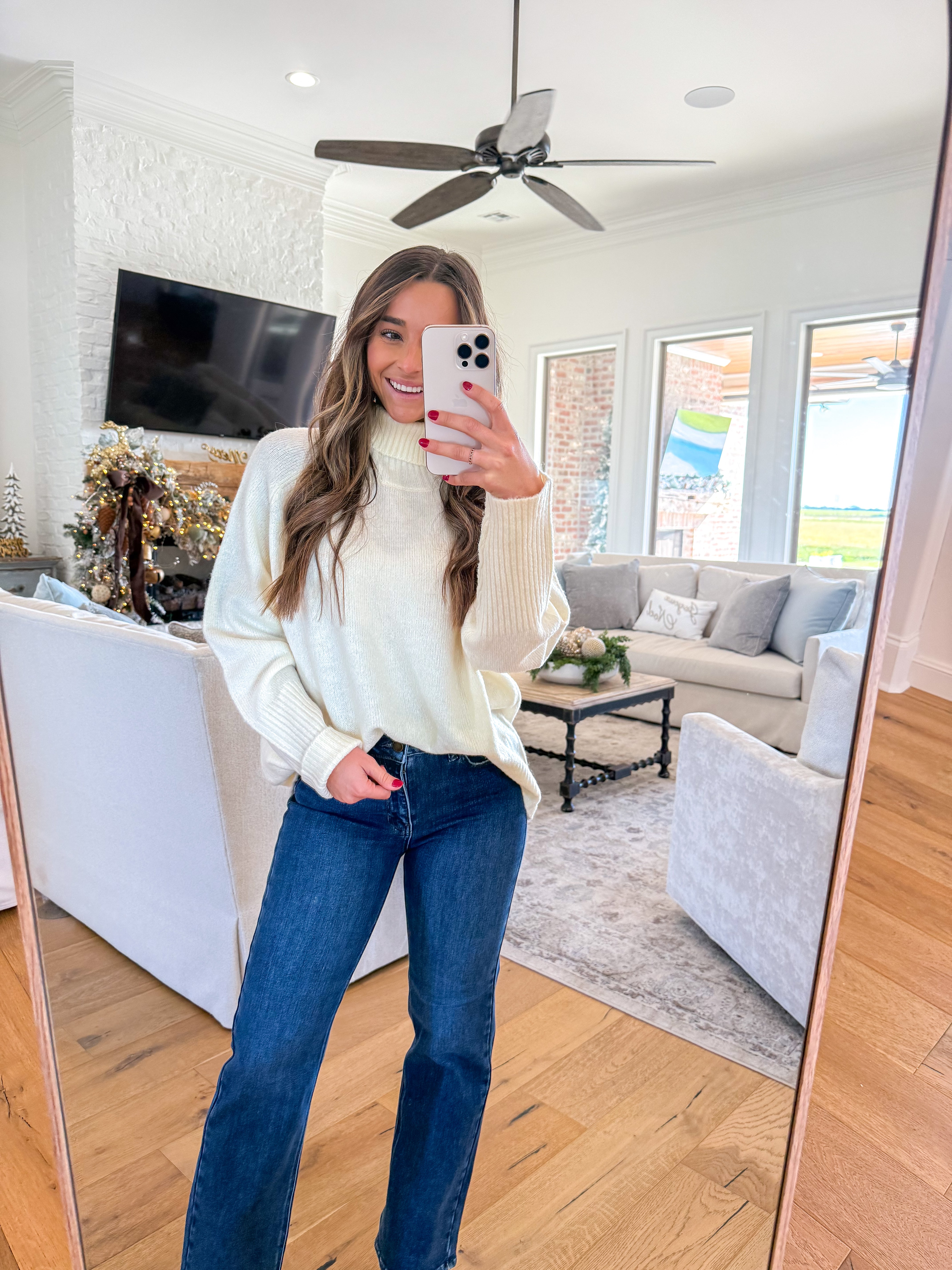 Classic Roll Over Turtleneck Cream Sweater