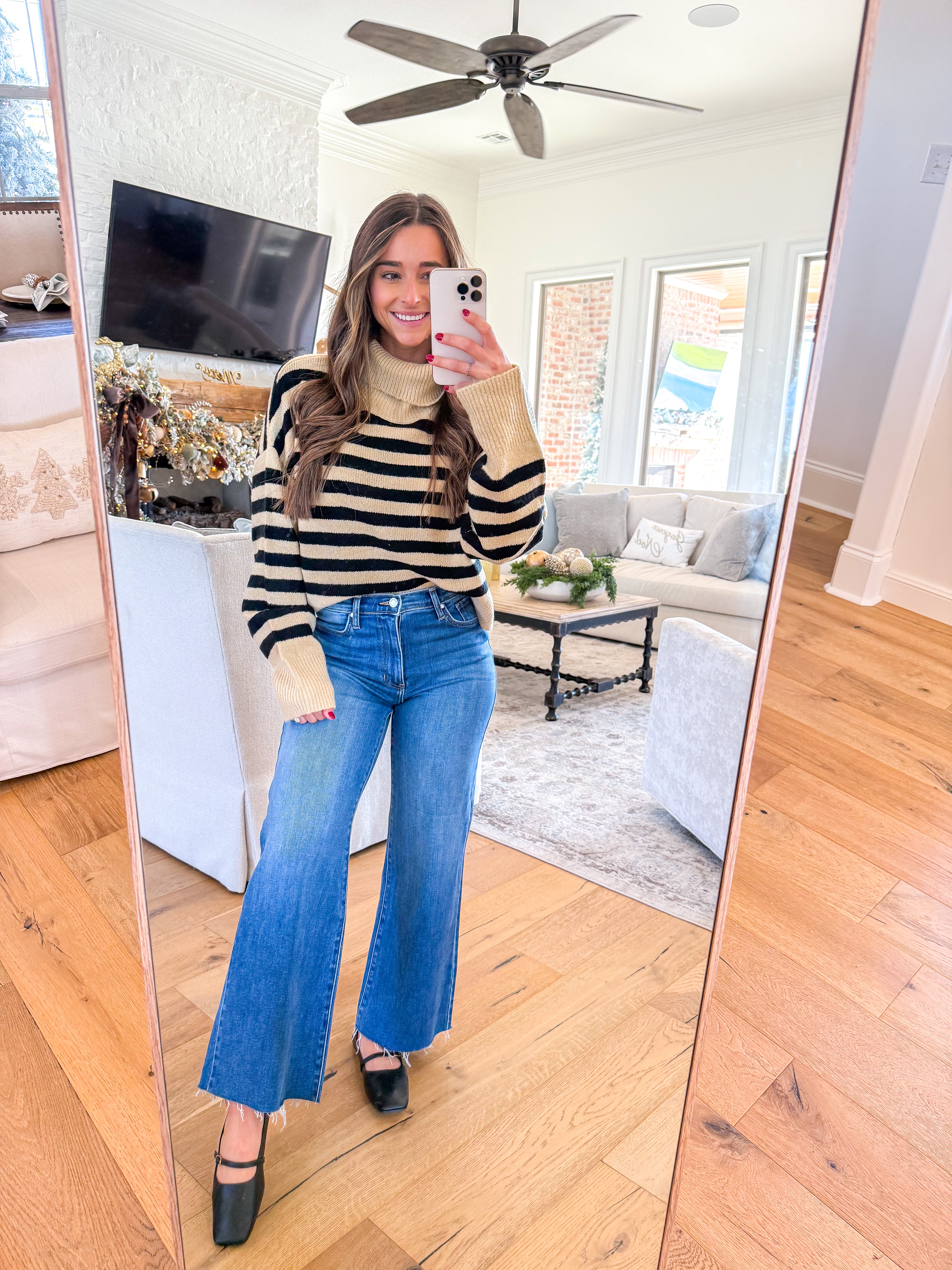 Cozy Black Stripe Turtleneck Sweater