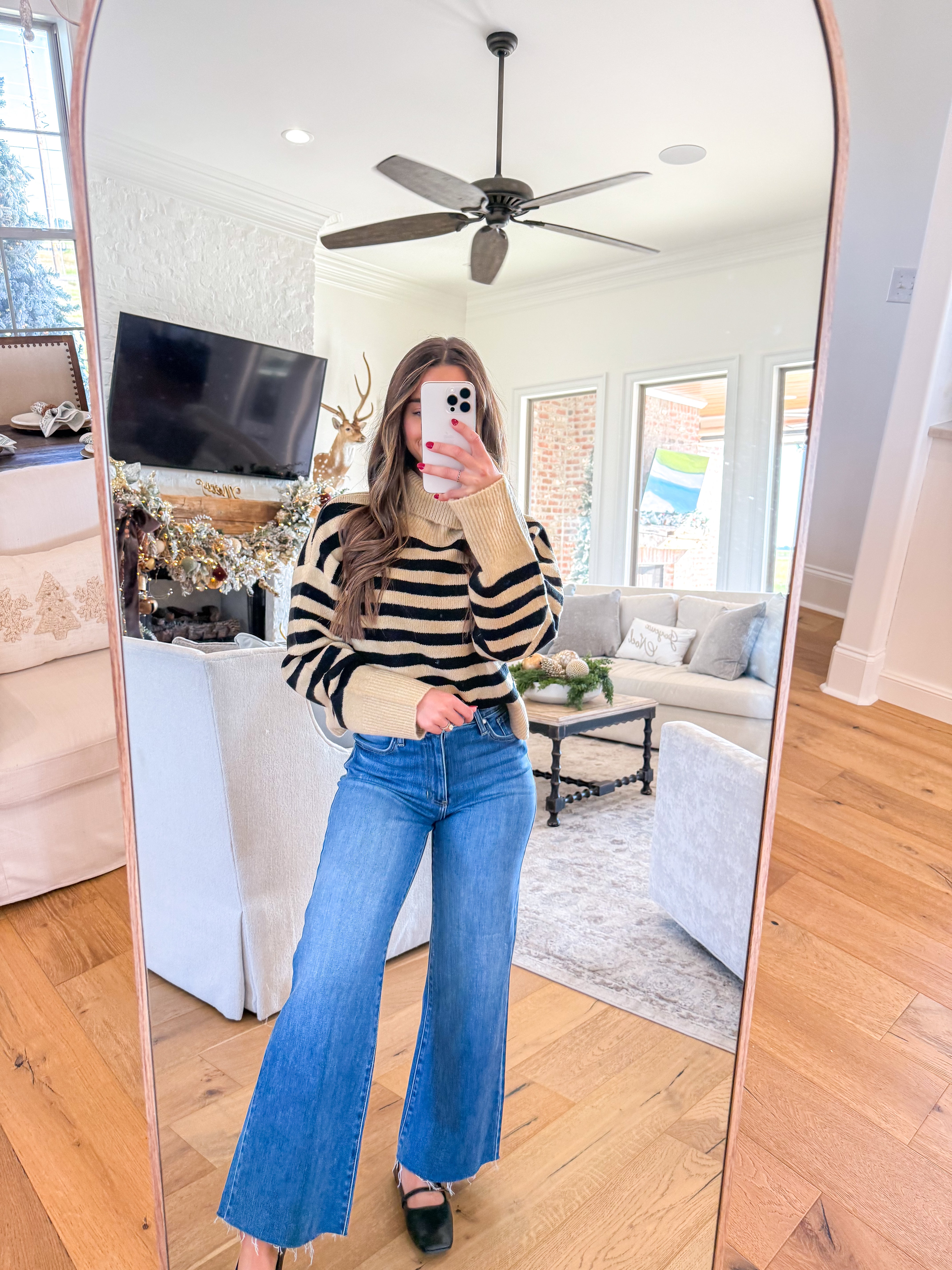 Cozy Black Stripe Turtleneck Sweater