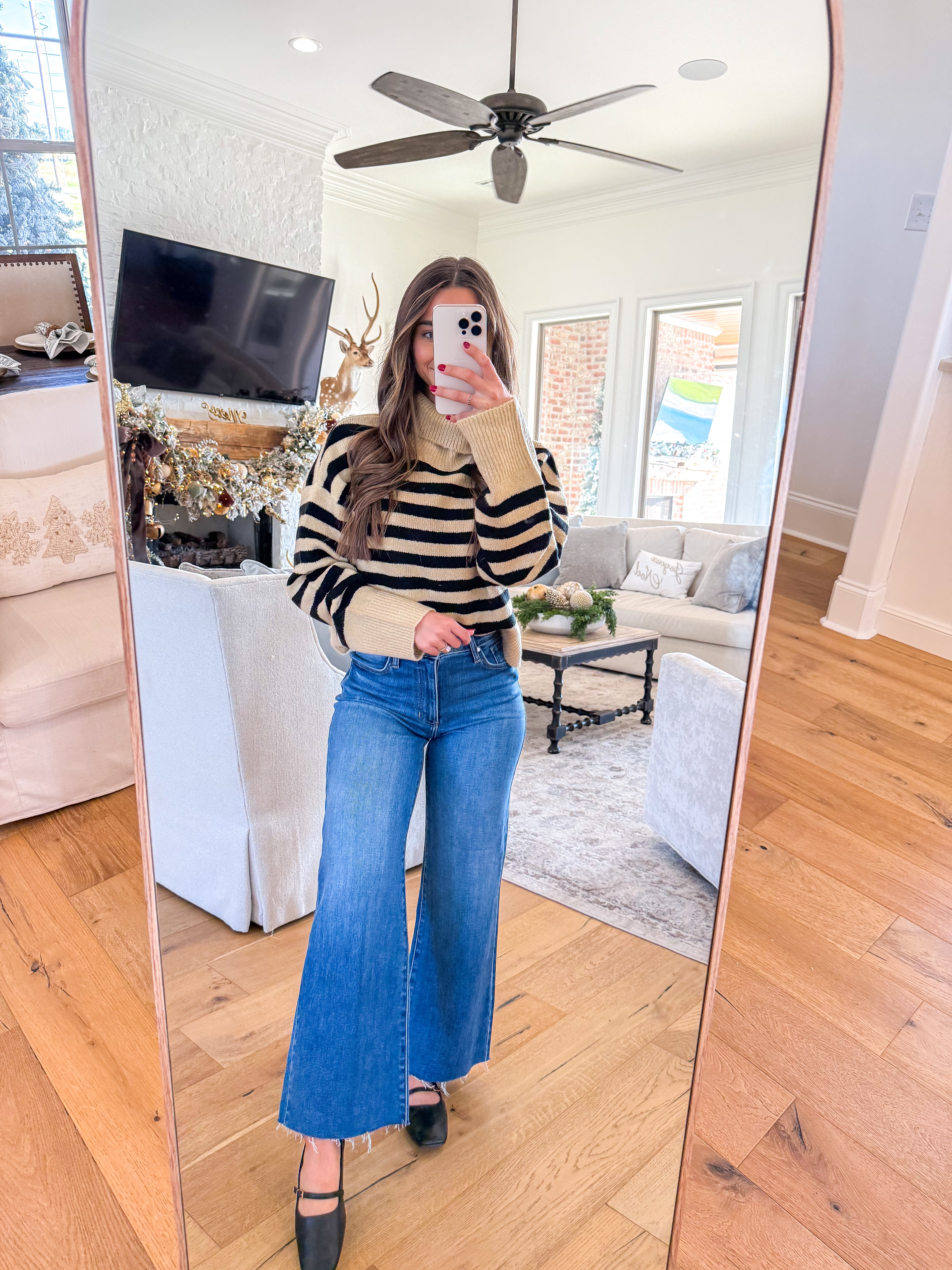 Cozy Black Stripe Turtleneck Sweater