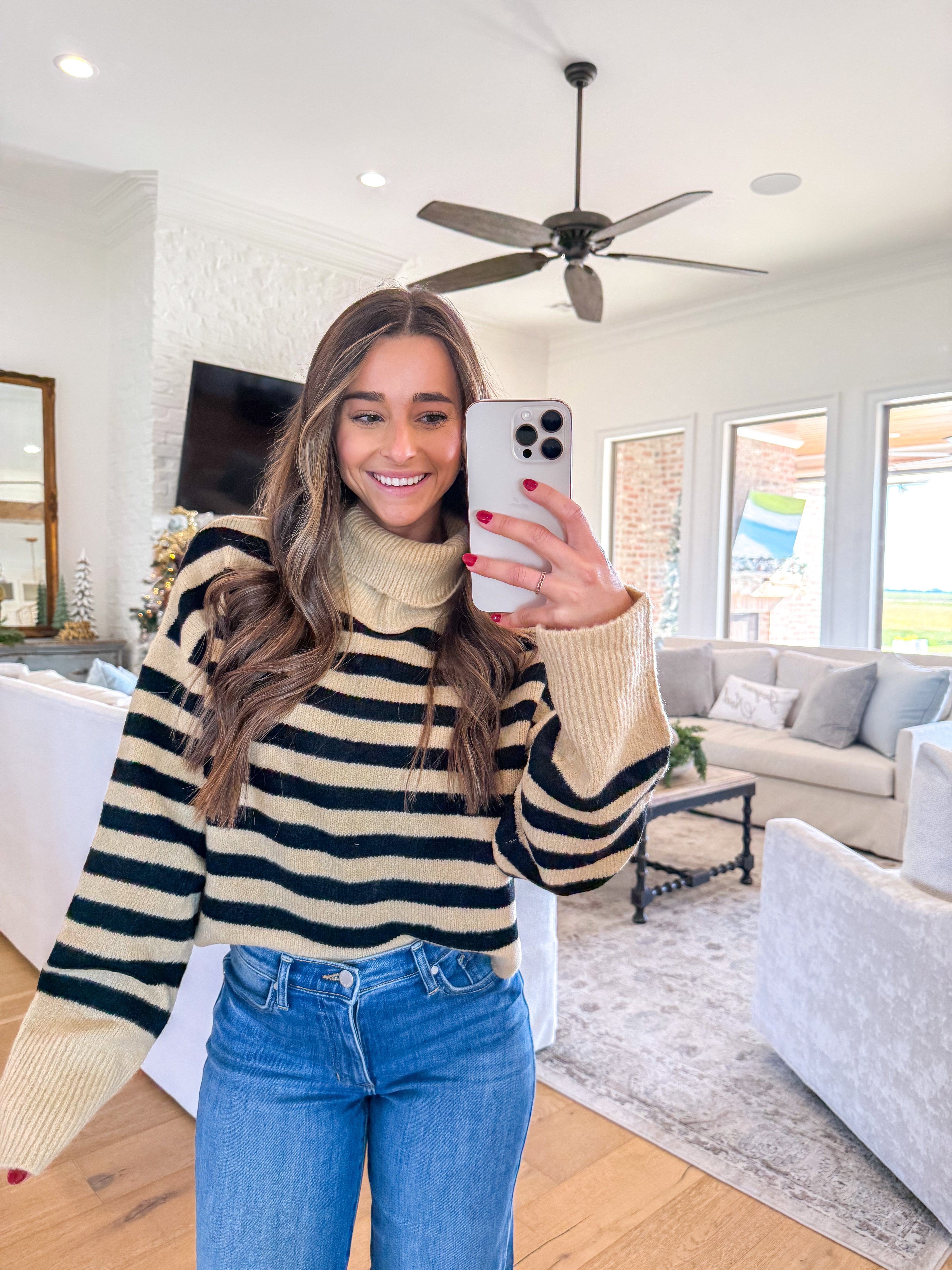 Cozy Black Stripe Turtleneck Sweater