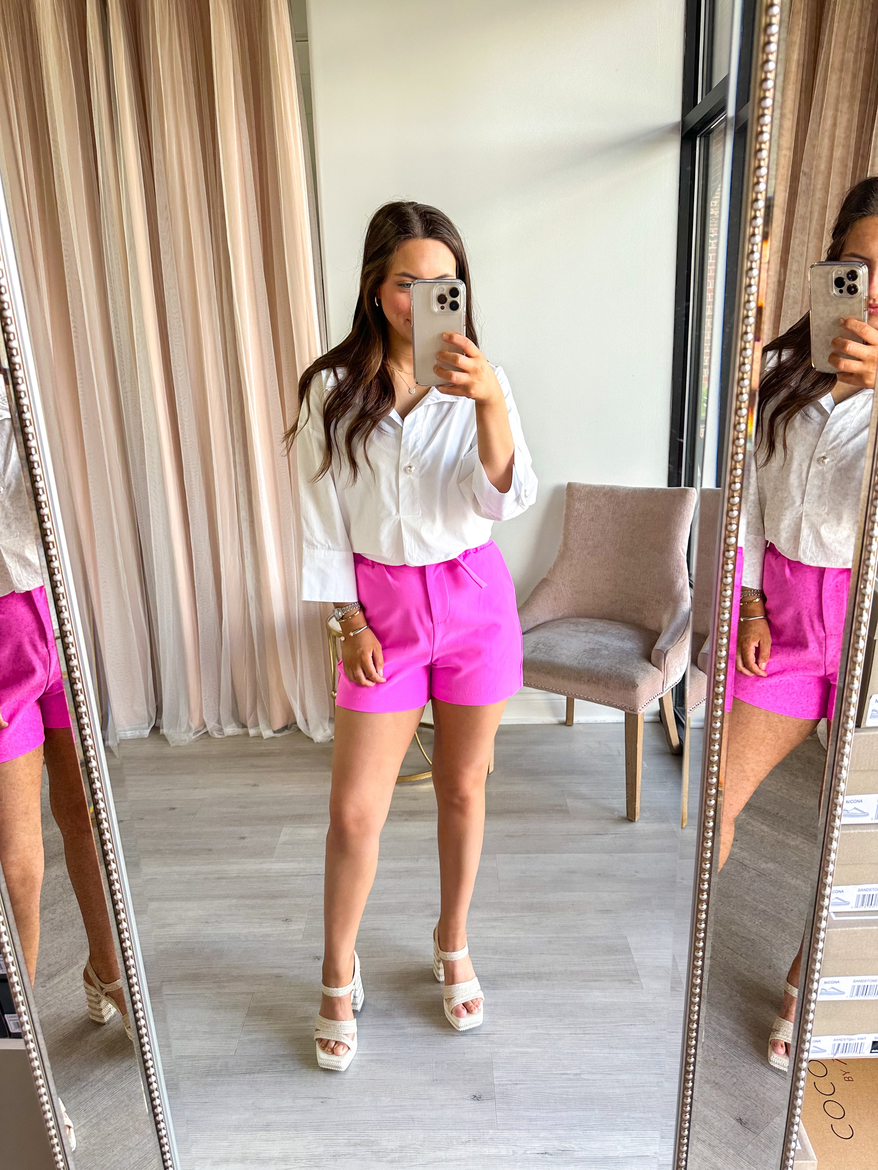 Elastic Back Shorts Fuchsia