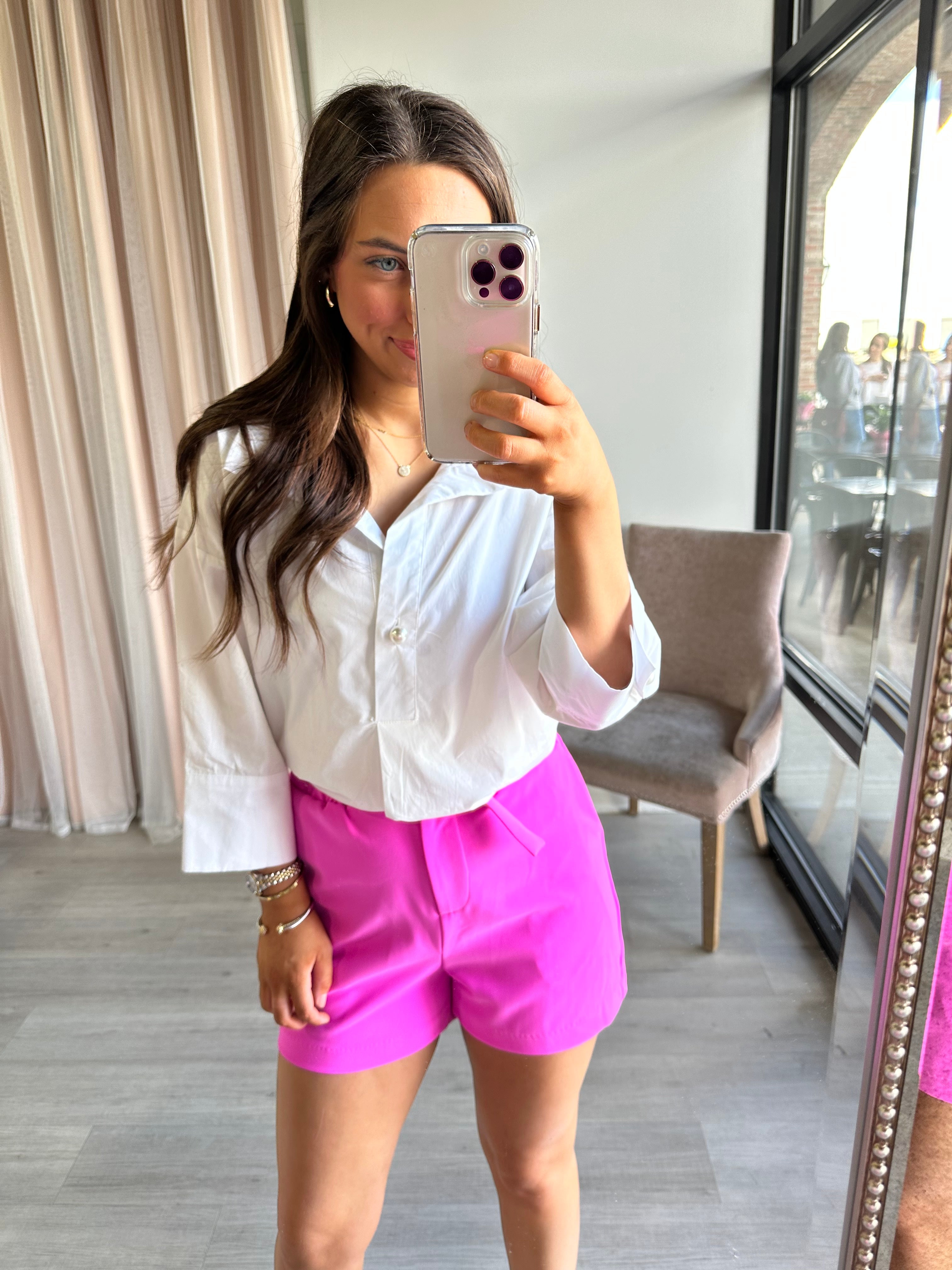 Elastic Back Shorts Fuchsia