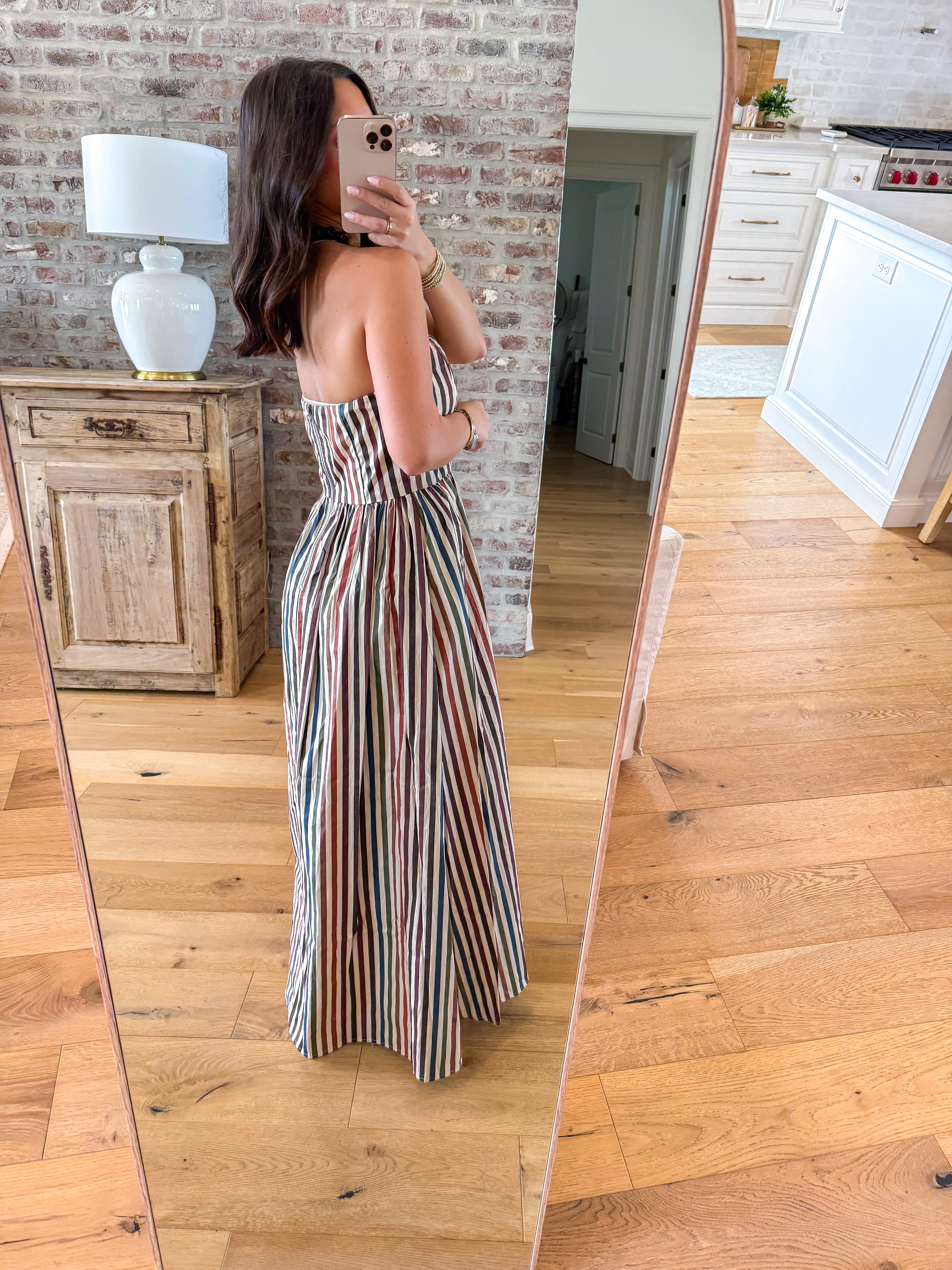 Earthy Stripes Strapless Maxi Dress