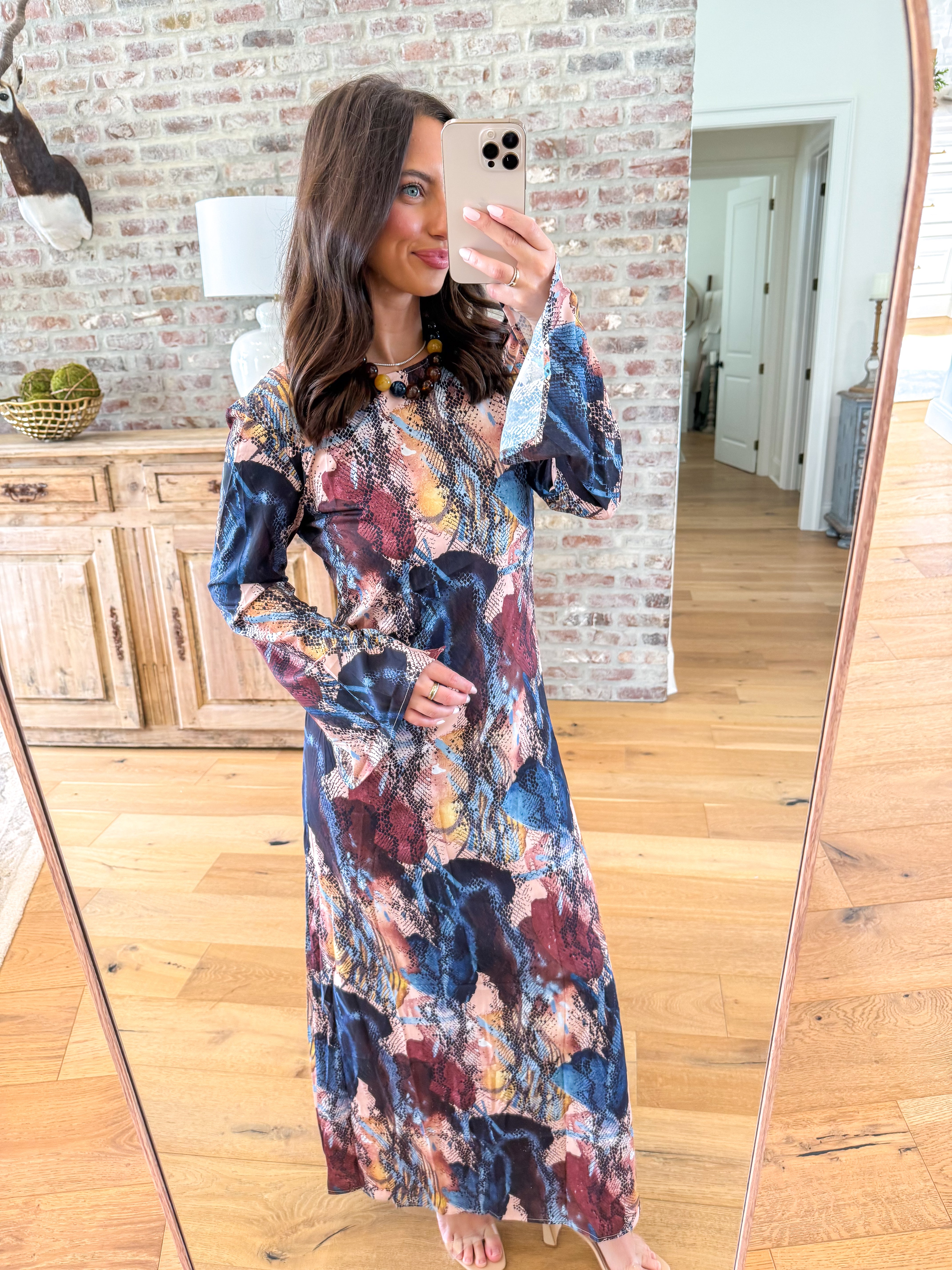 Wild Rose Snake Print Maxi