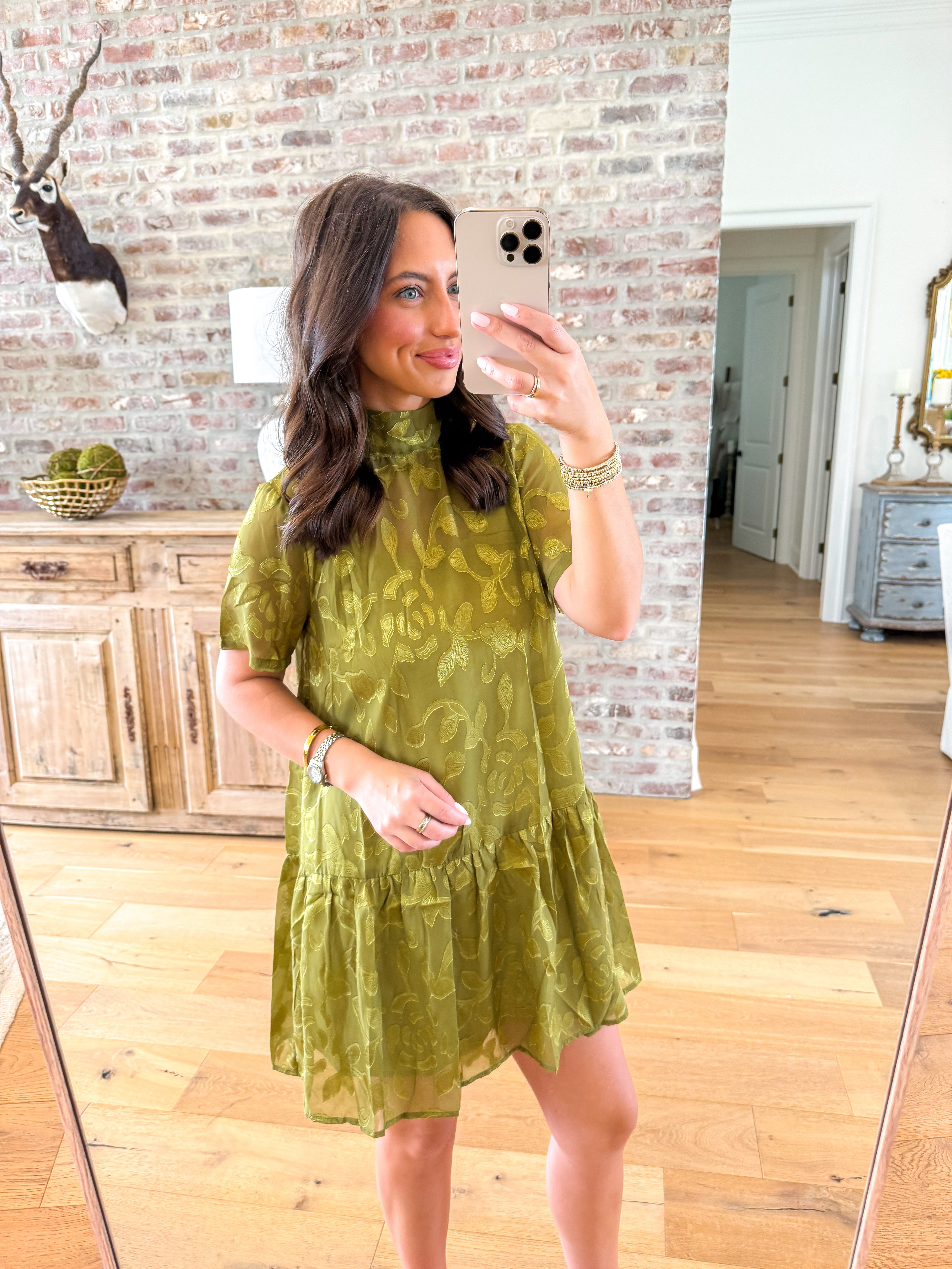 Juliette Olive Floral Mini Dress