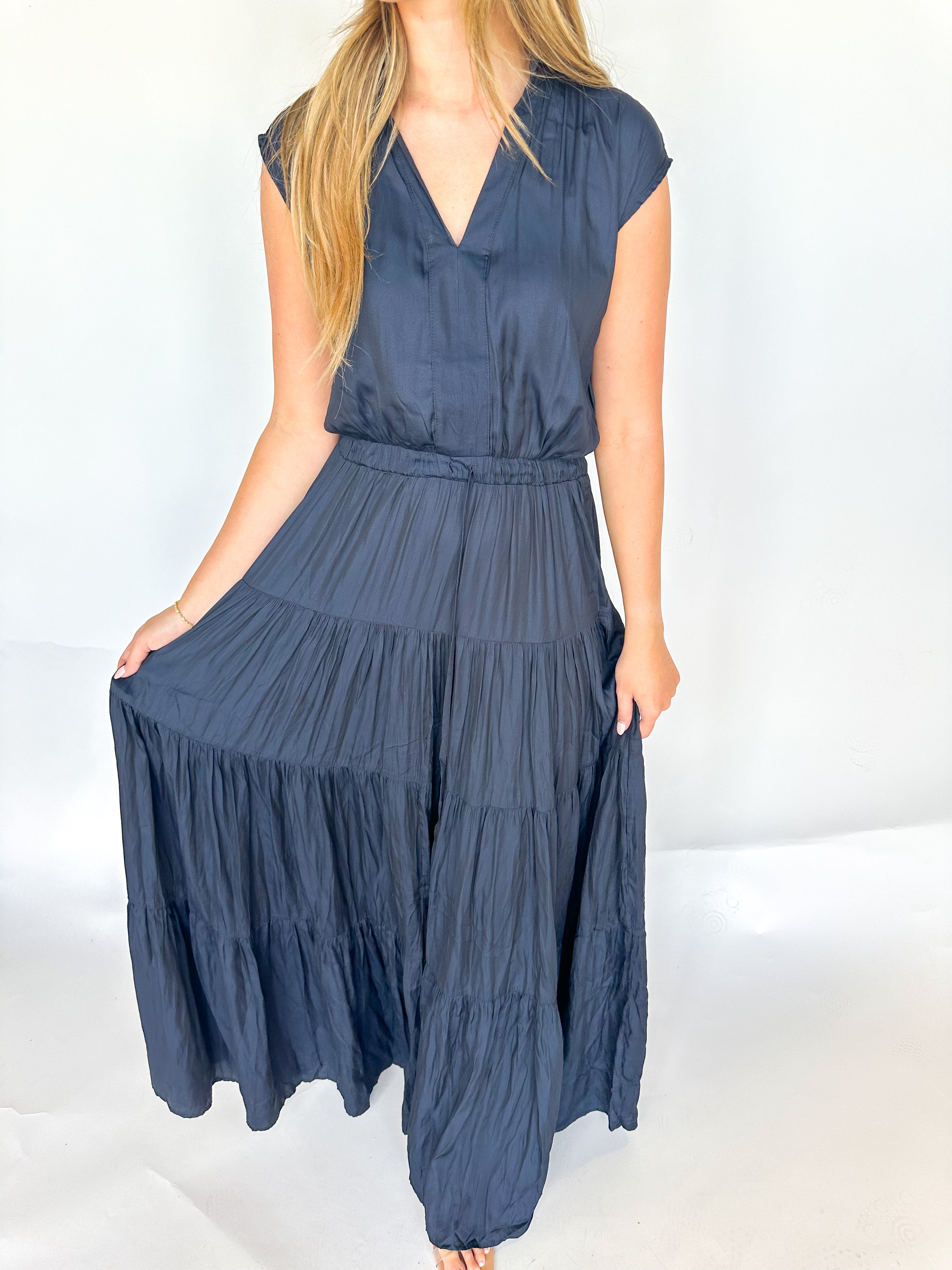 Like What I Like Silk Navy Maxi