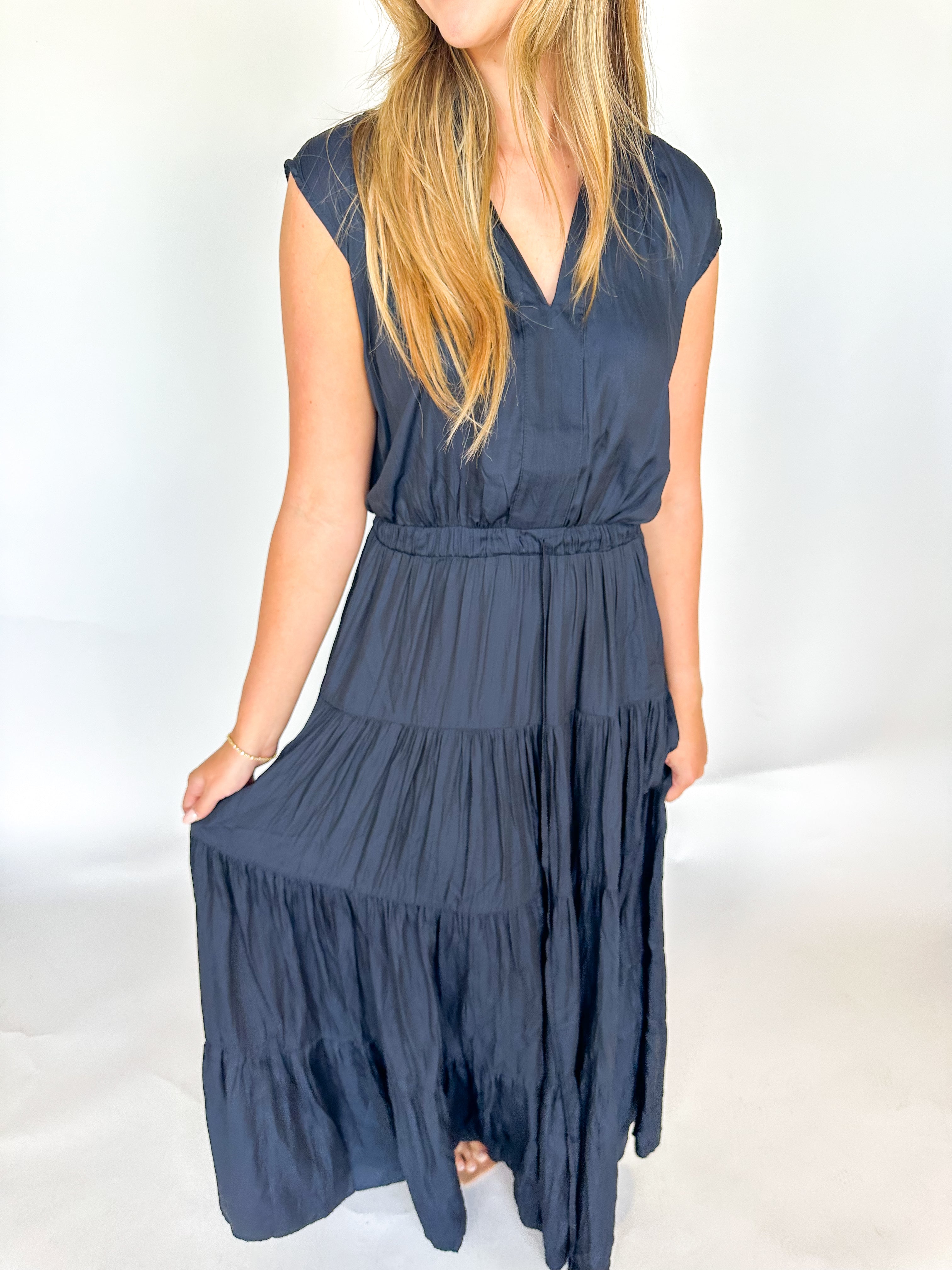 Like What I Like Silk Navy Maxi