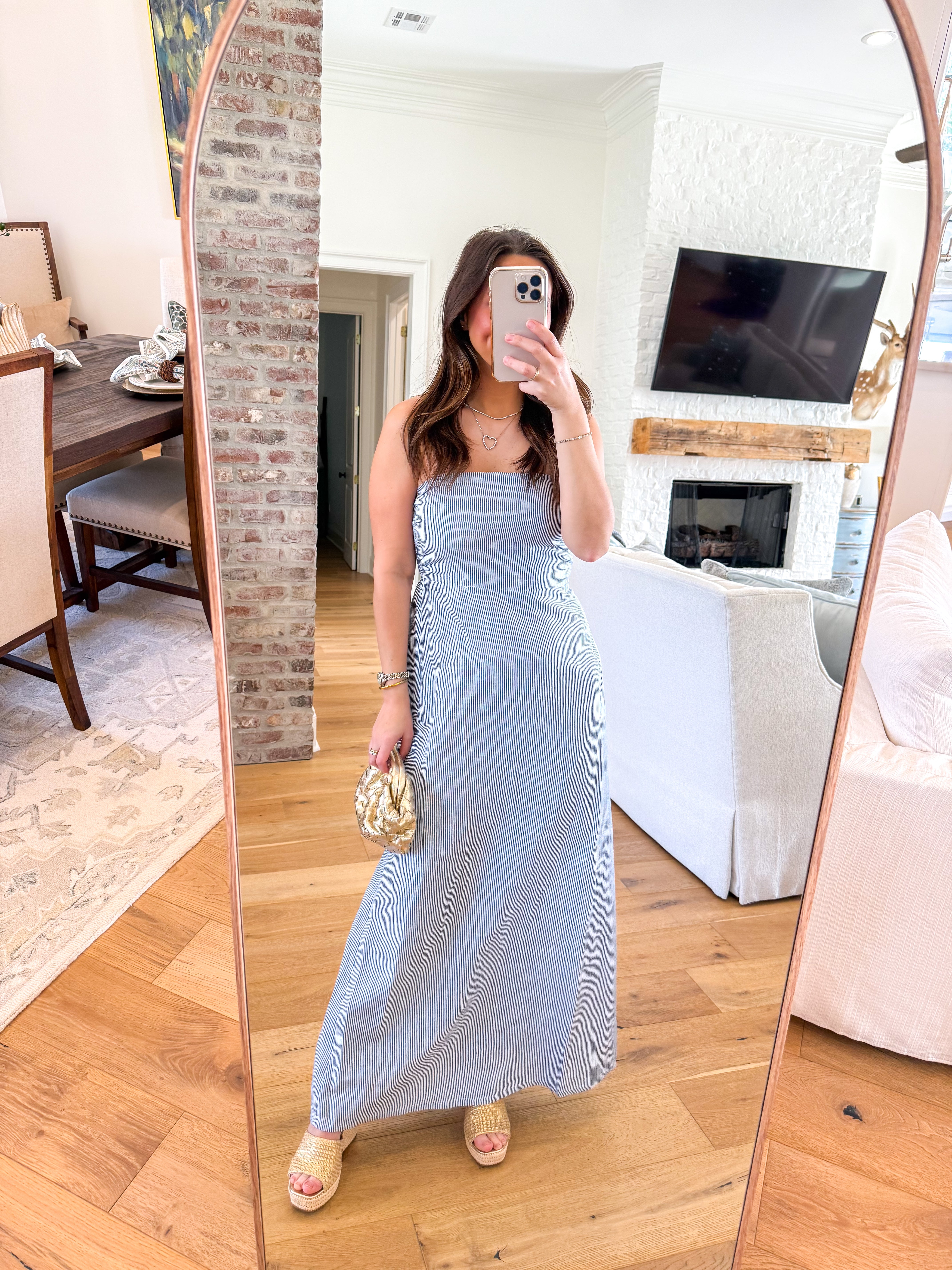 Milard Denim Striped Linen Dress