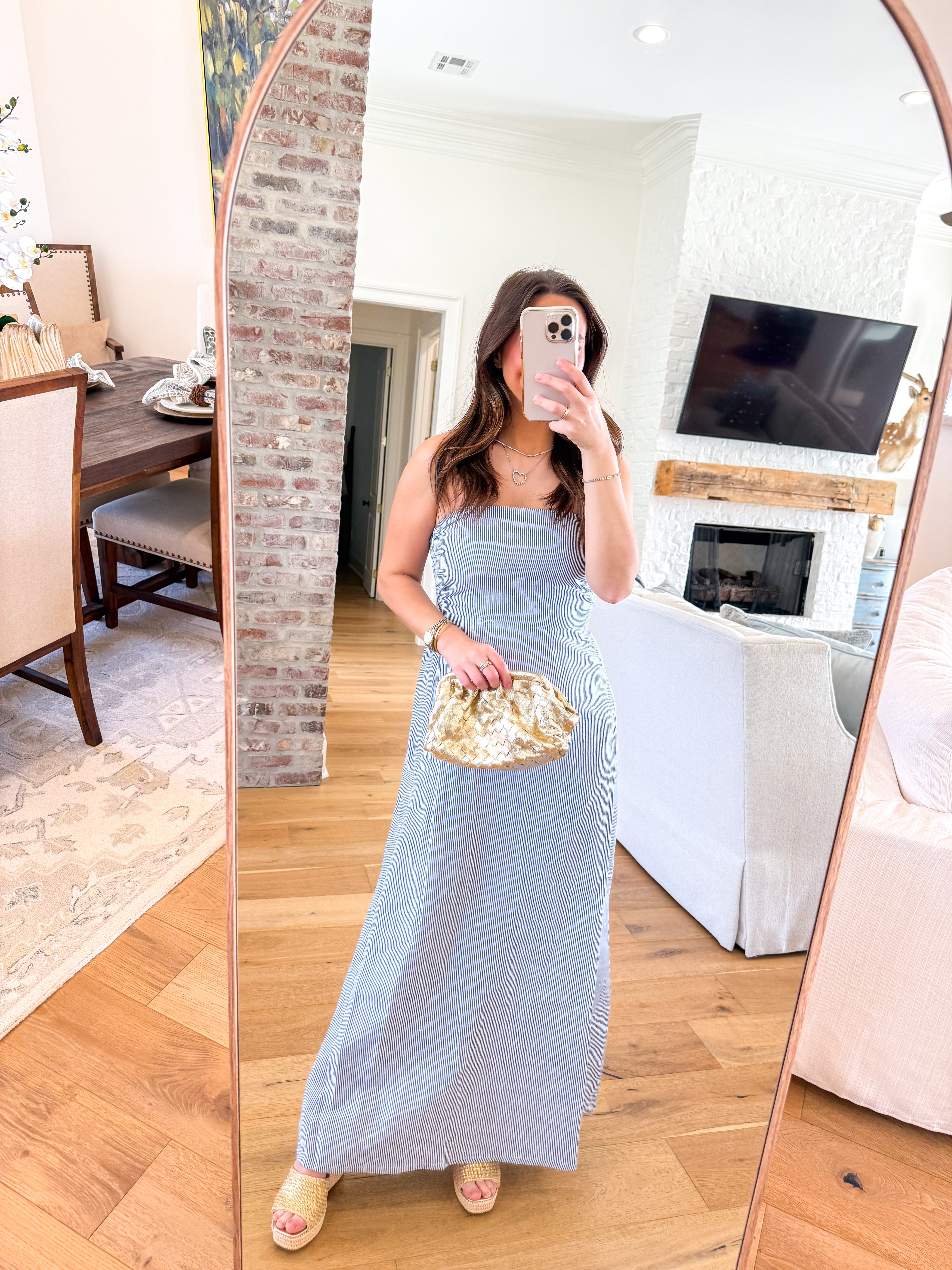 Milard Denim Striped Linen Dress