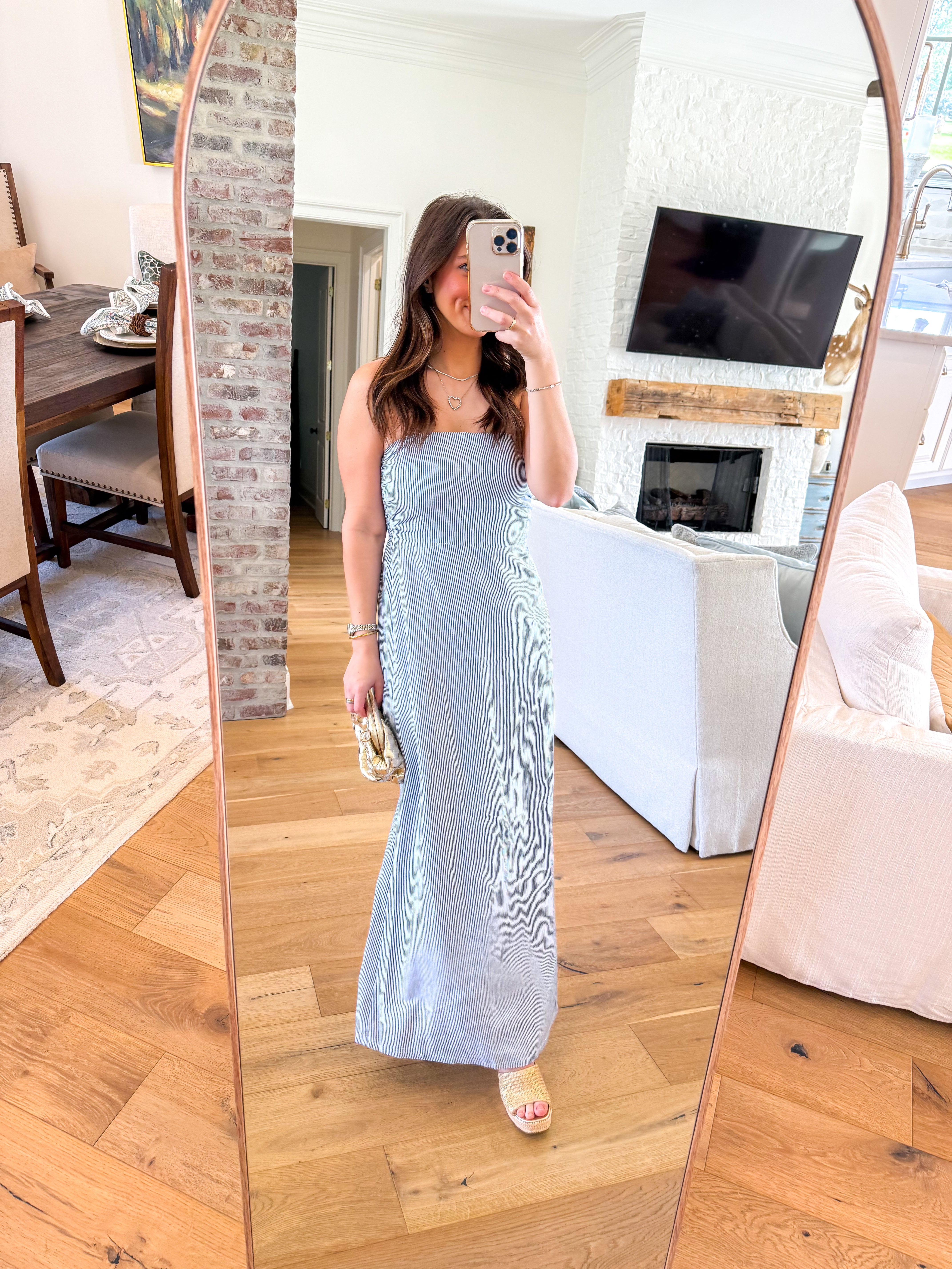 Milard Denim Striped Linen Dress