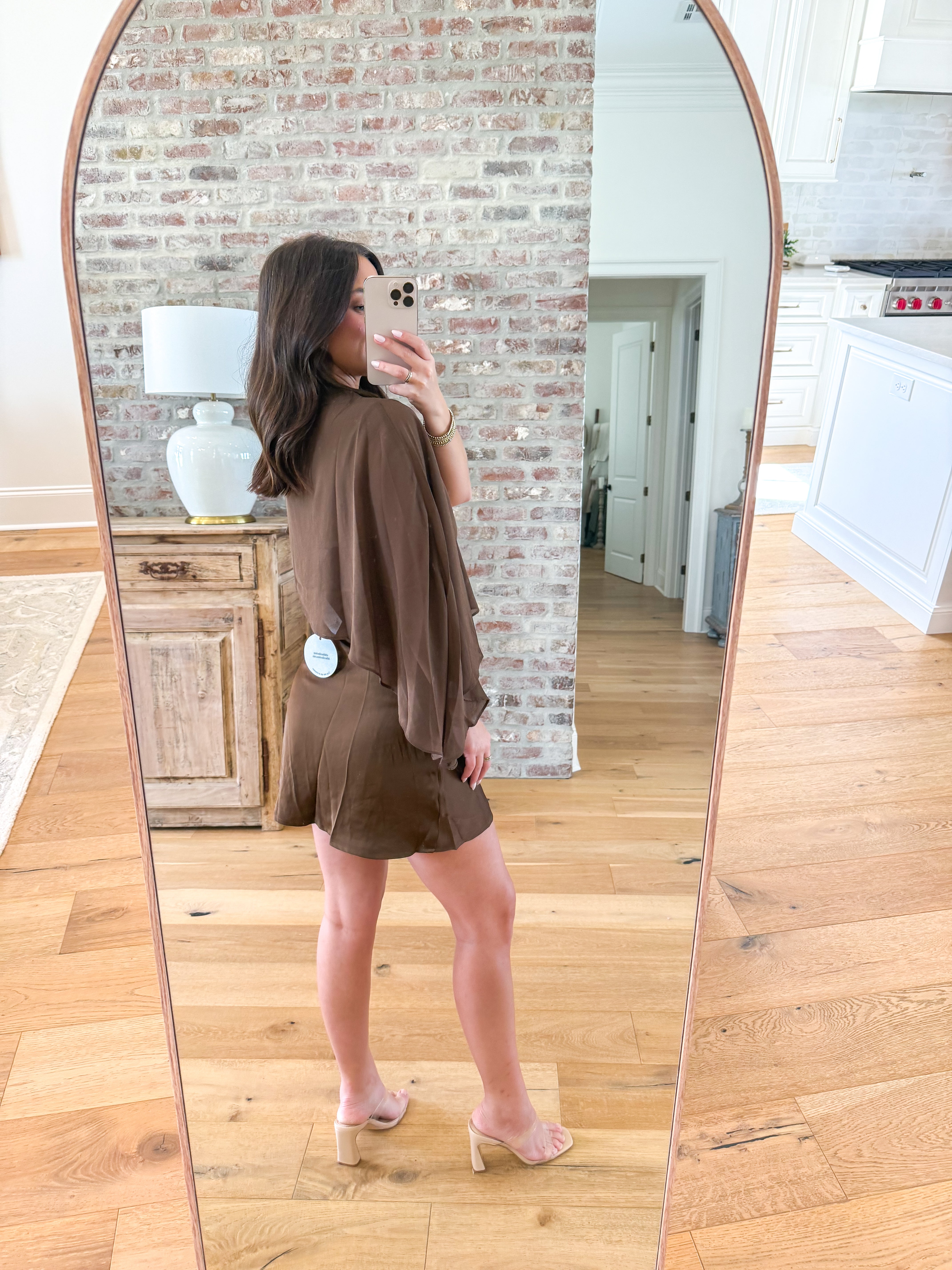 Chocolate Chiffon Cape Mini Dress