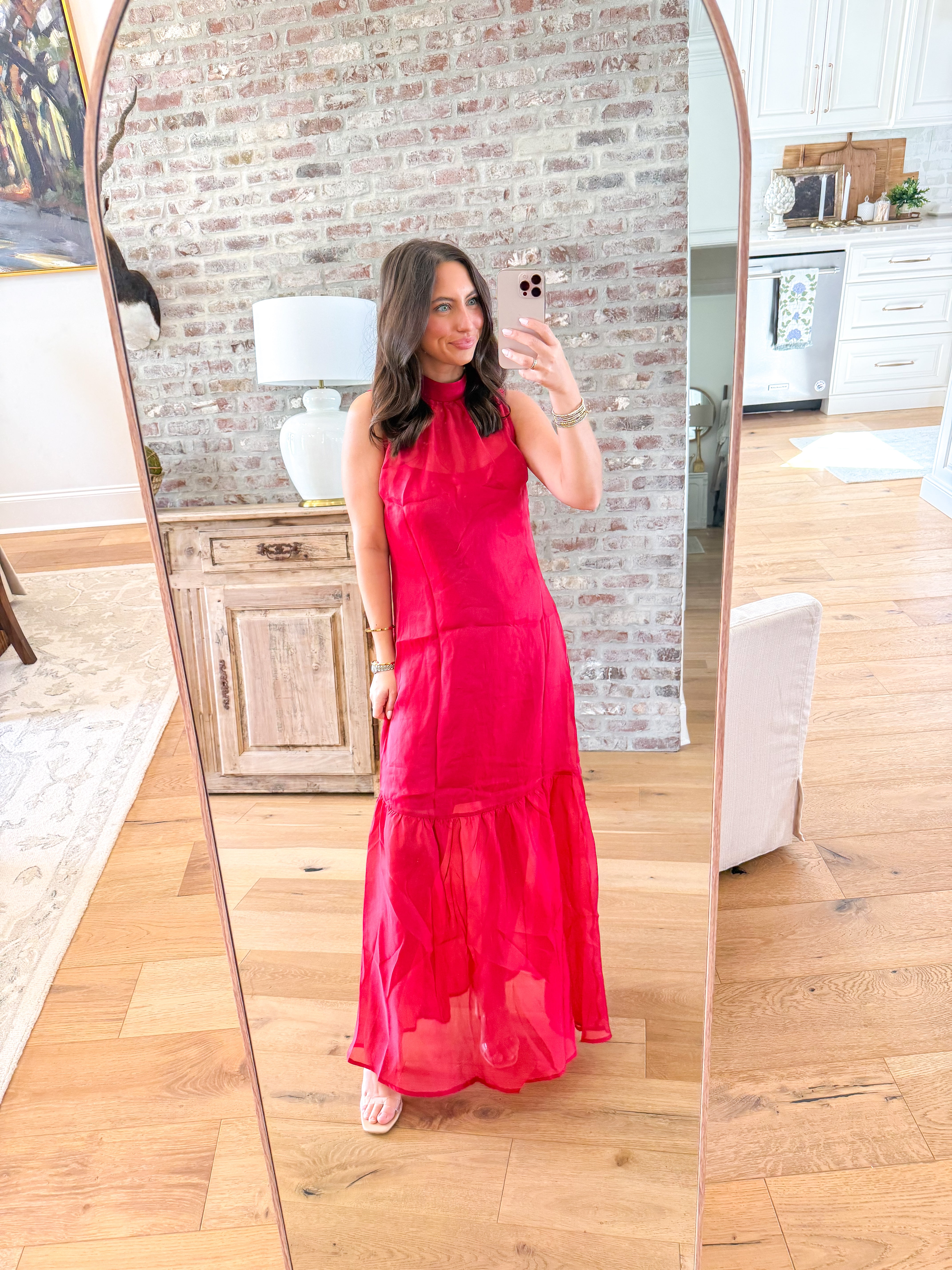 Soft Organza Mock Neck Maxi Burgundy