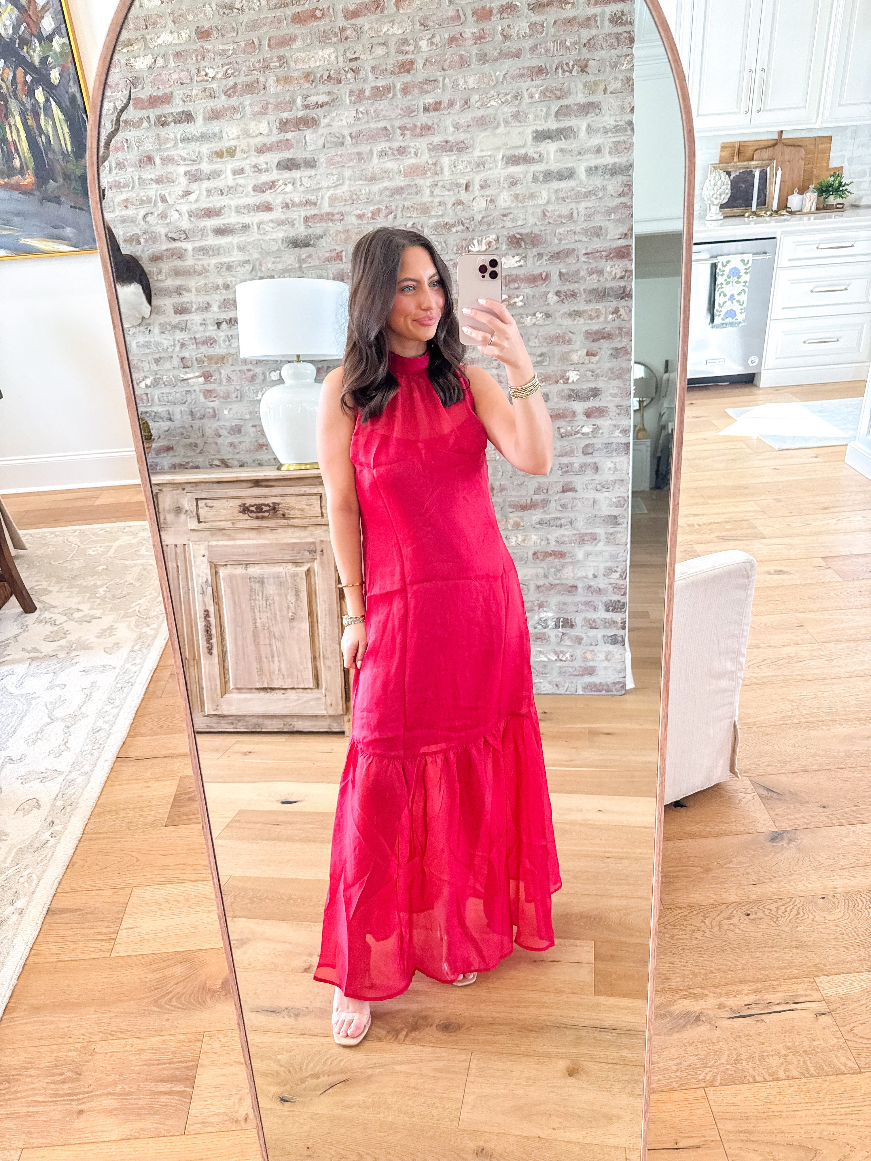 Soft Organza Mock Neck Maxi Burgundy