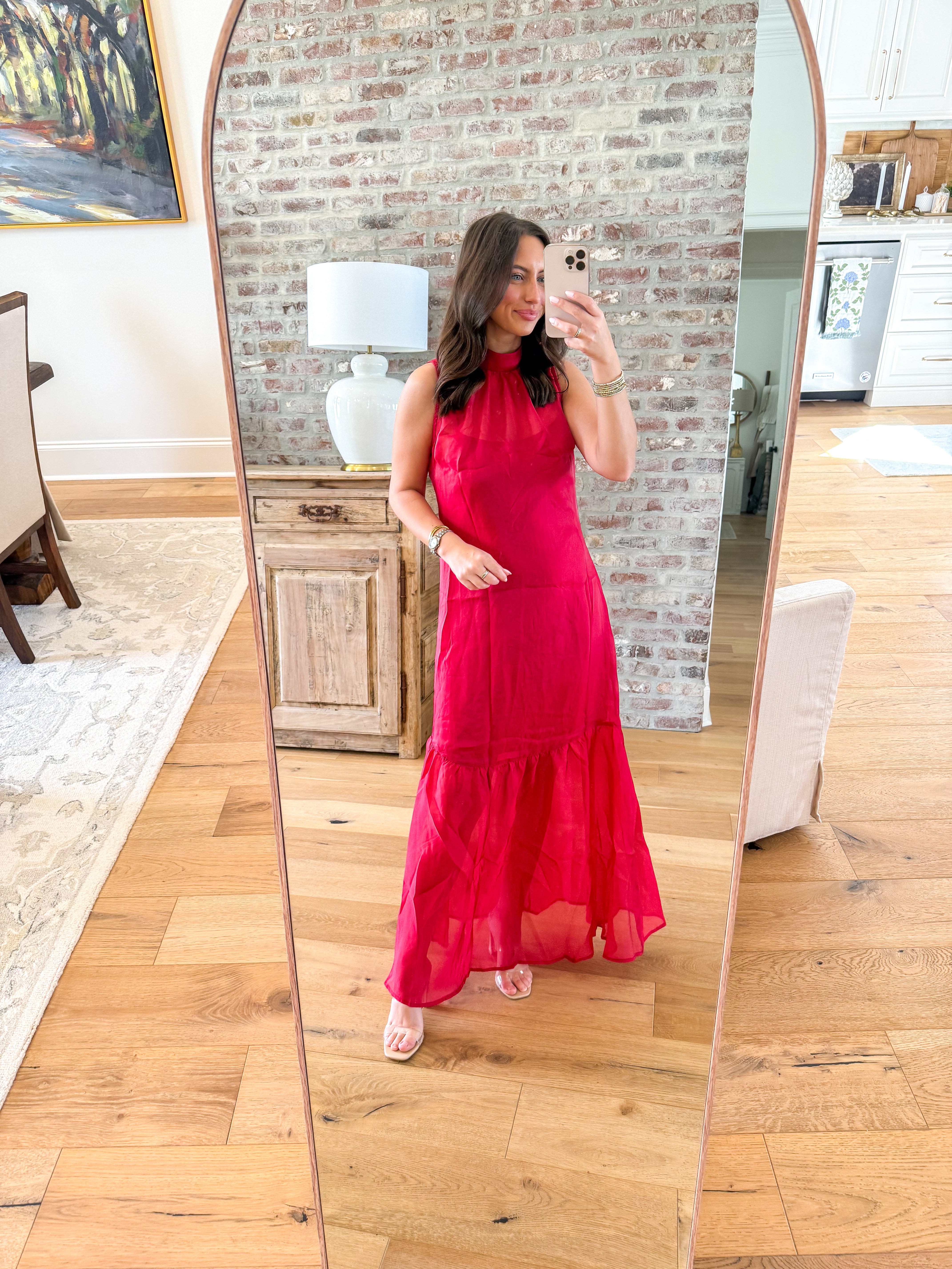 Soft Organza Mock Neck Maxi Burgundy