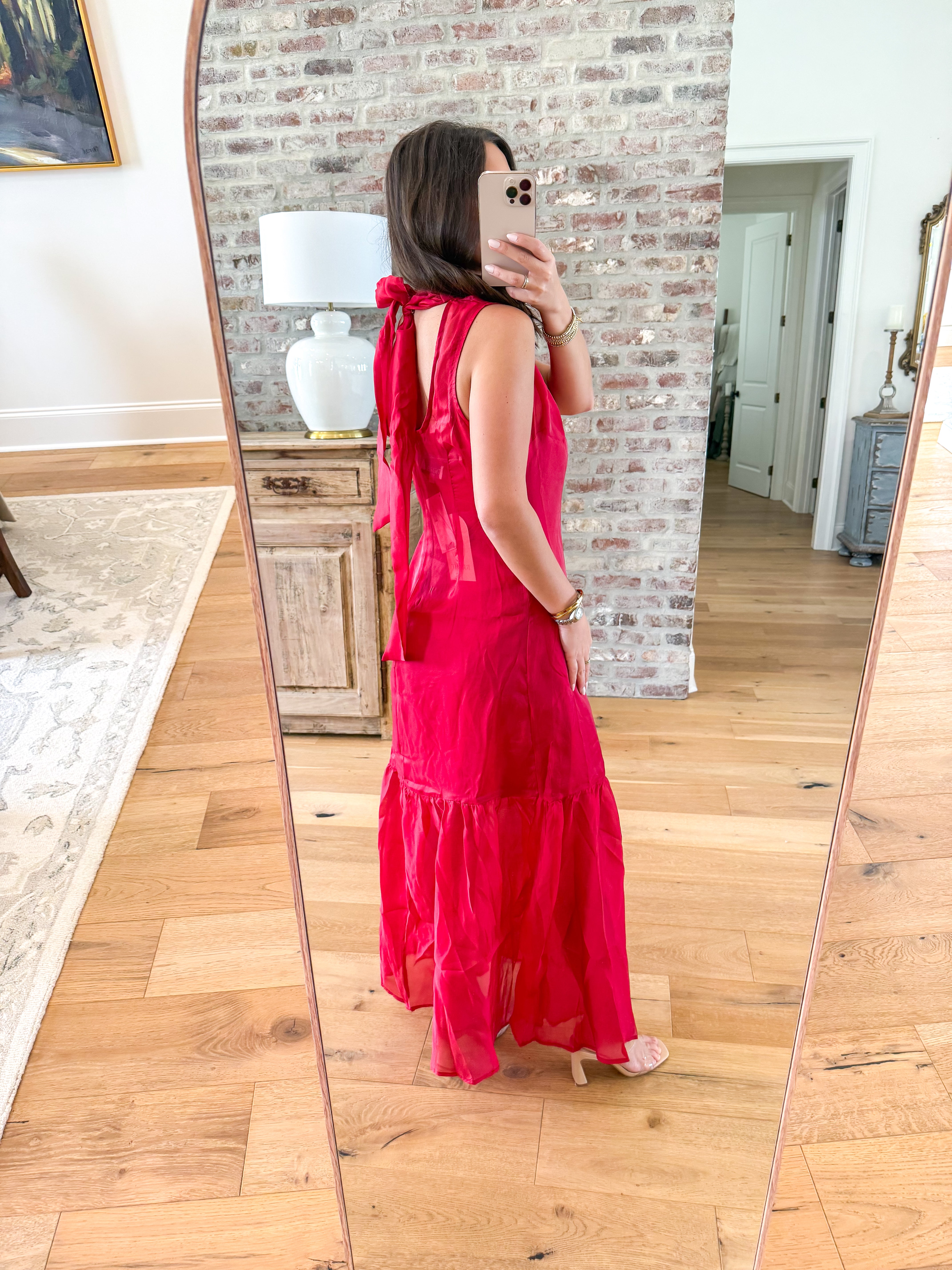 Soft Organza Mock Neck Maxi Burgundy
