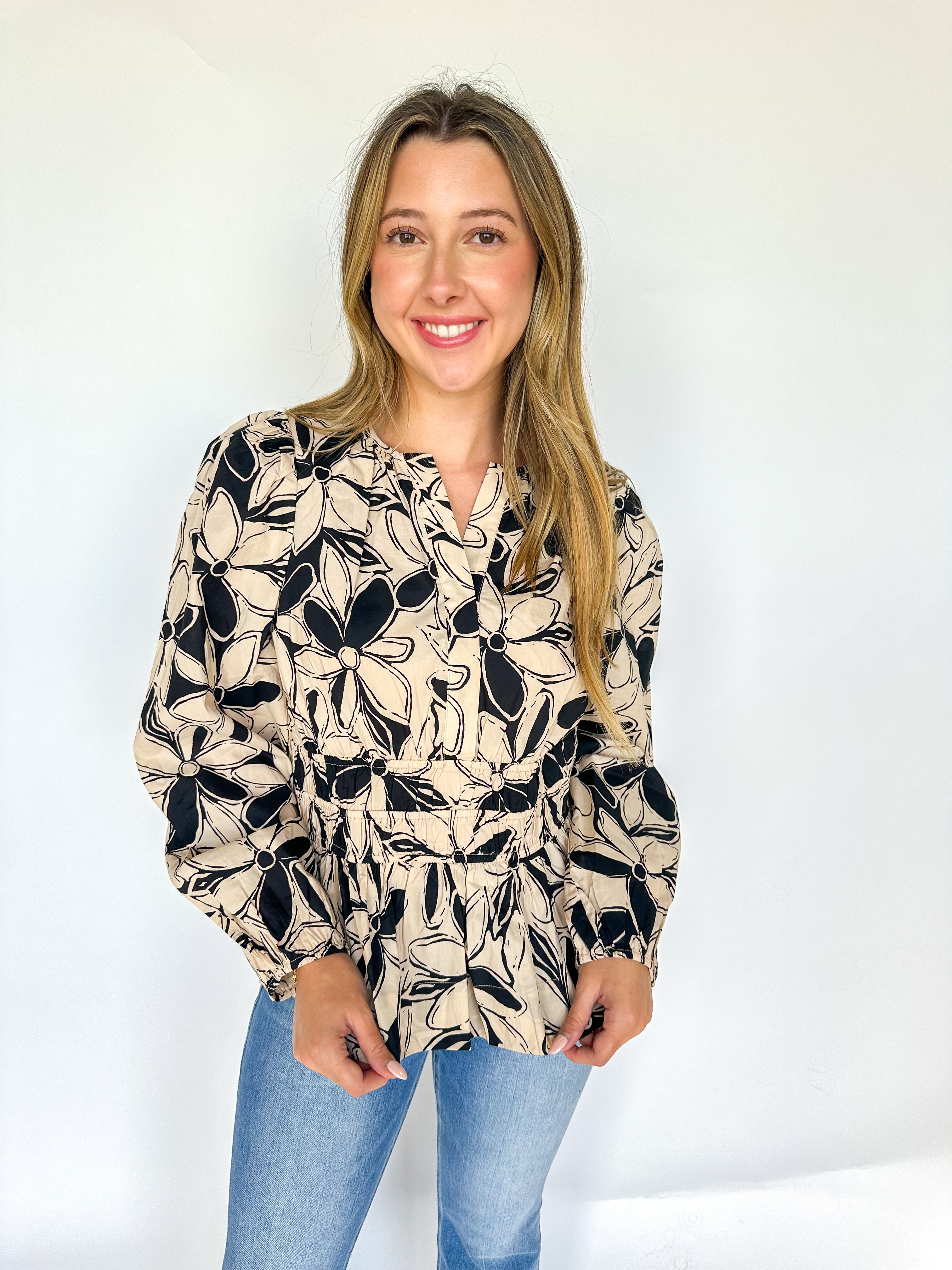 Neutral Floral Blouse