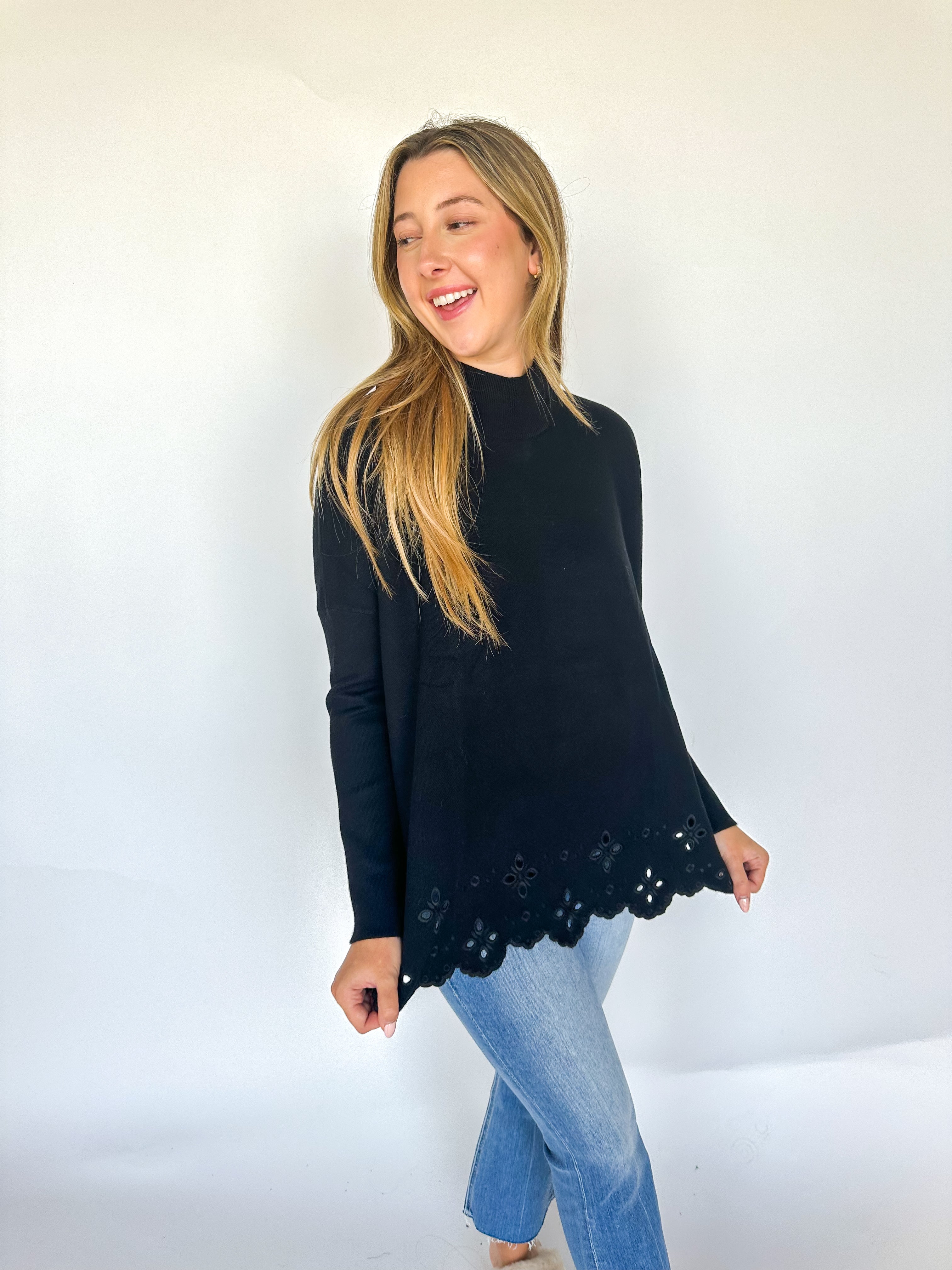 Sweetest Thing Lace Sweater Black