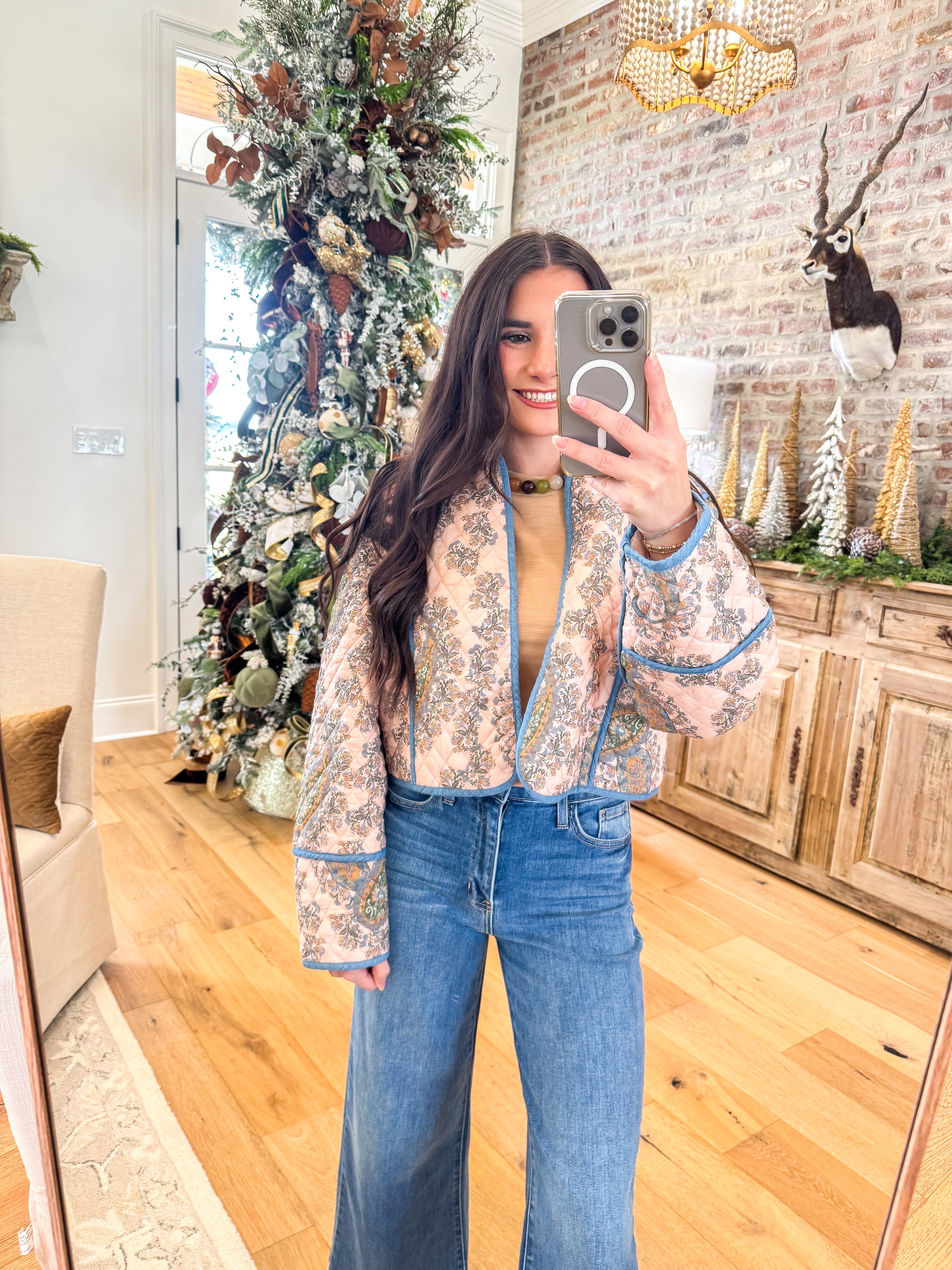 Adalynn Paisley Printed Quilted Jacket