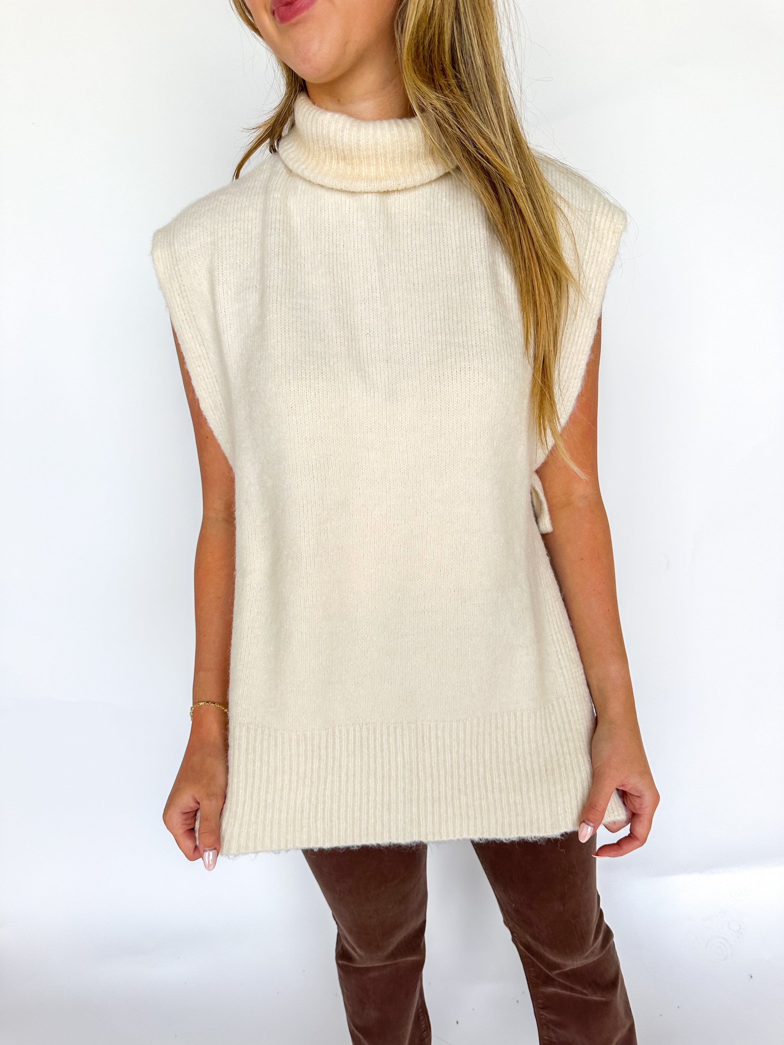 Cream Turtleneck Vest