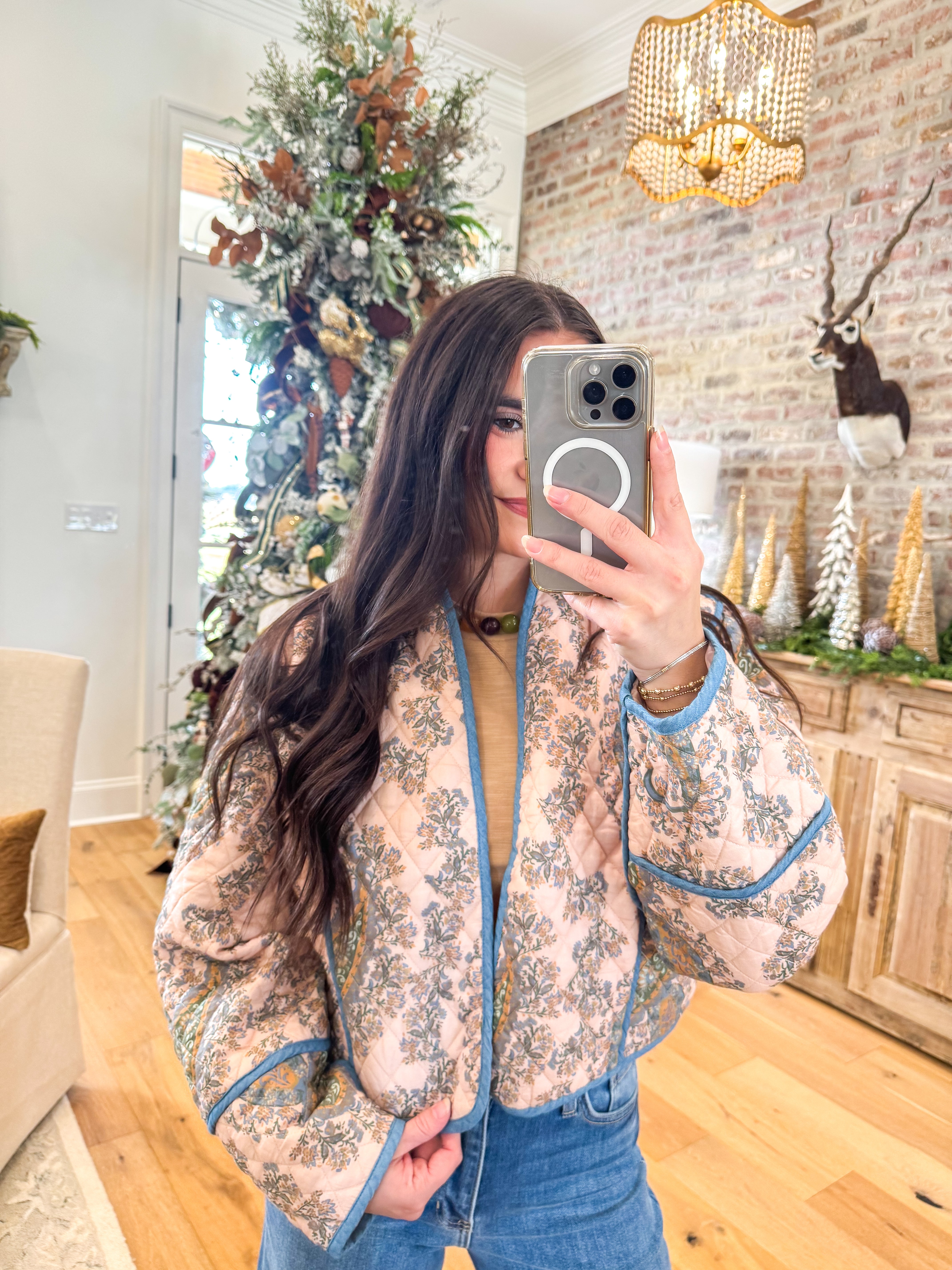 Adalynn Paisley Printed Quilted Jacket