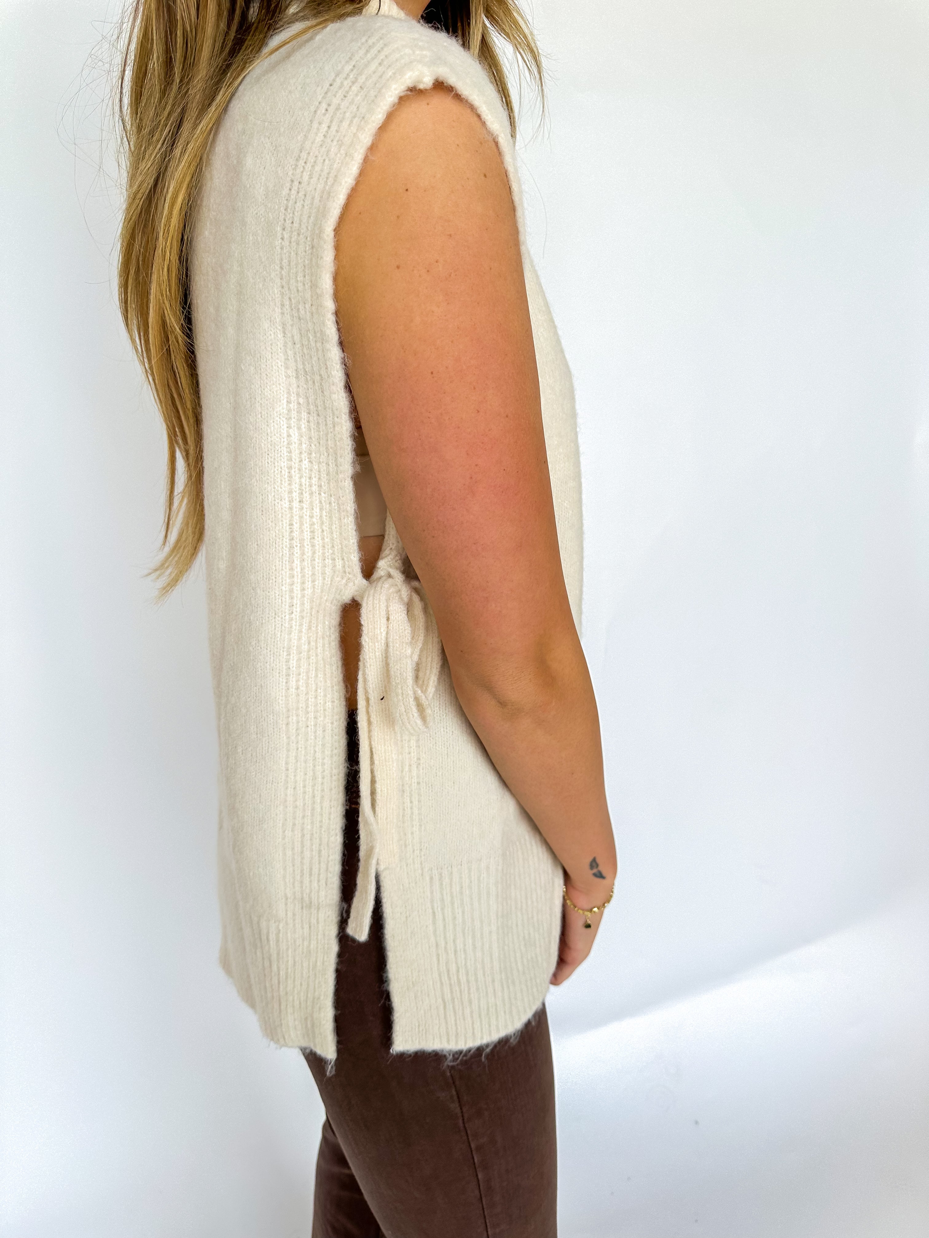 Cream Turtleneck Vest