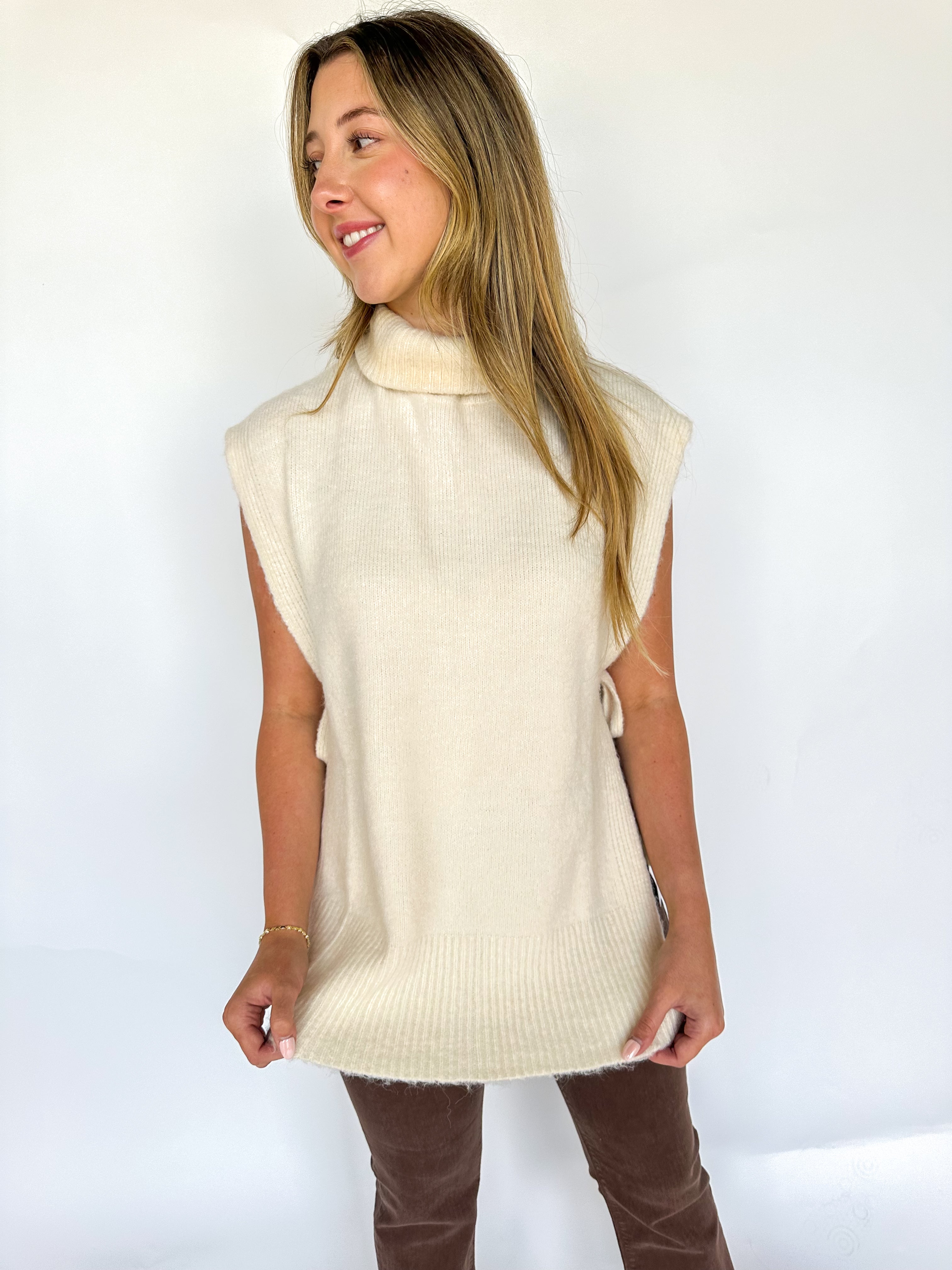 Cream Turtleneck Vest