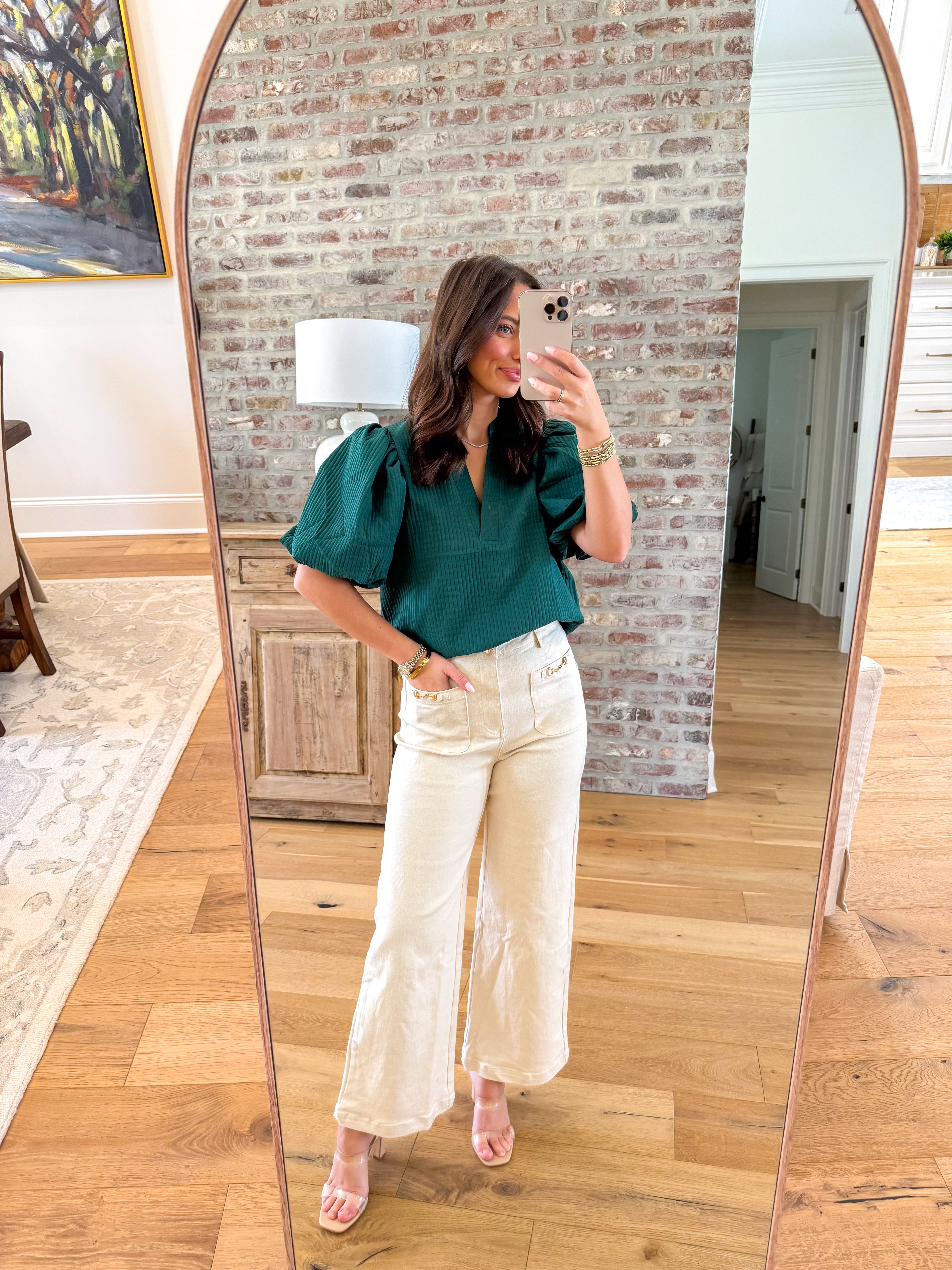 Saddle Up Cream Wide-Leg High-Waisted Jeans