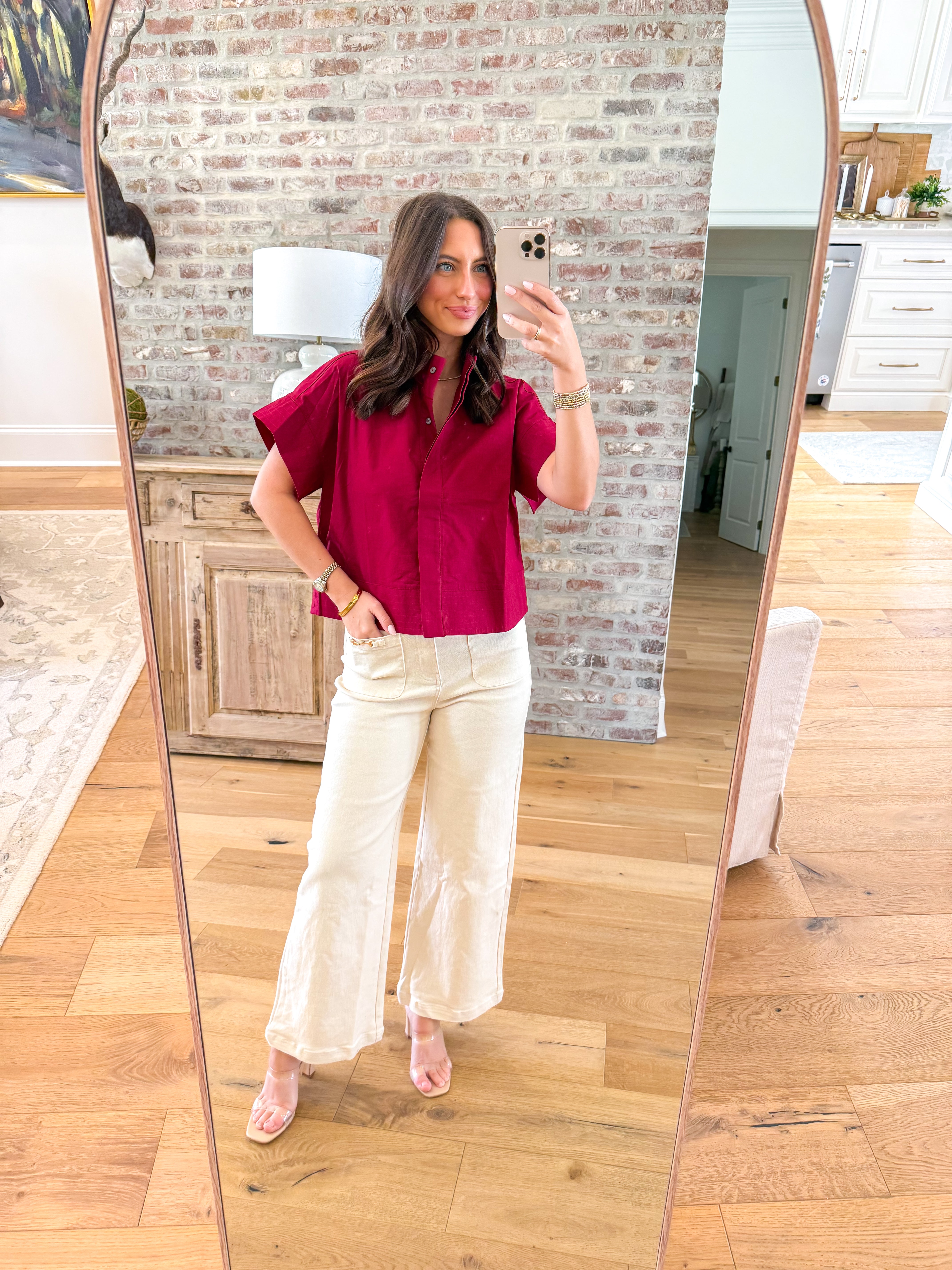Saddle Up Cream Wide-Leg High-Waisted Jeans